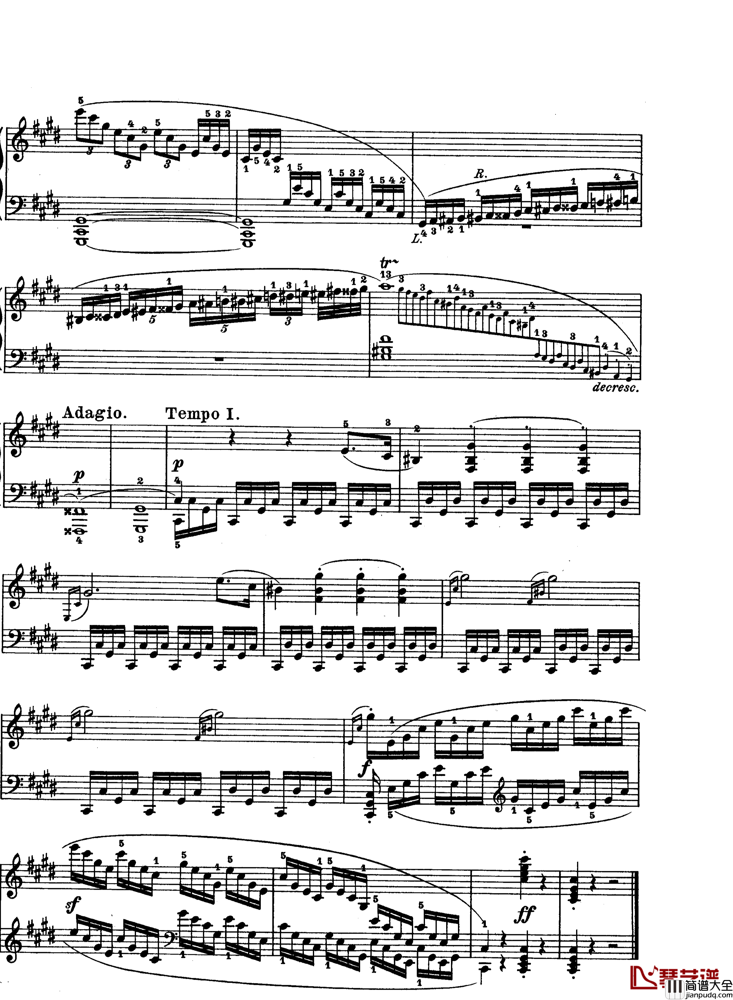 月光曲钢琴谱_第十四钢琴奏鸣曲_Op.27_No.2_贝多芬_beethoven