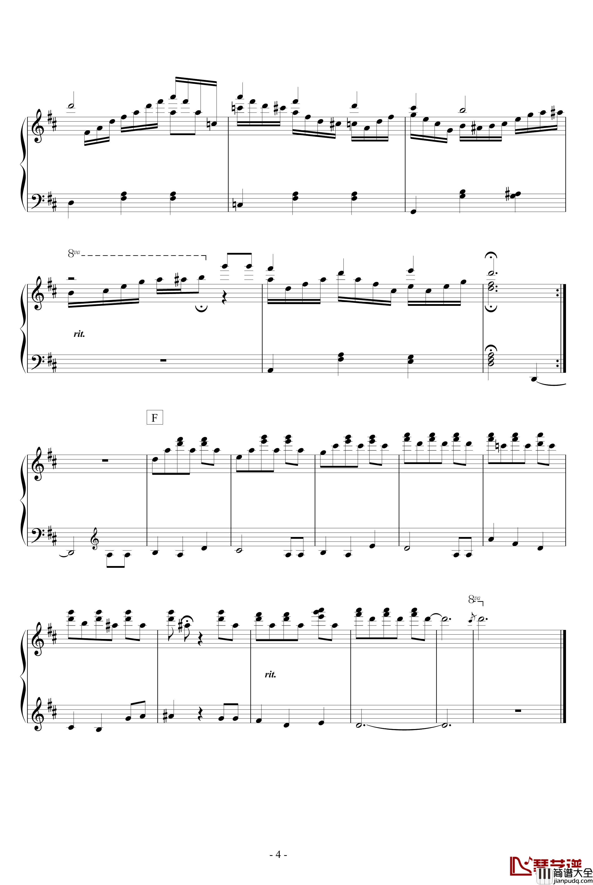 生日快乐钢琴谱_D大调变奏_世界名曲