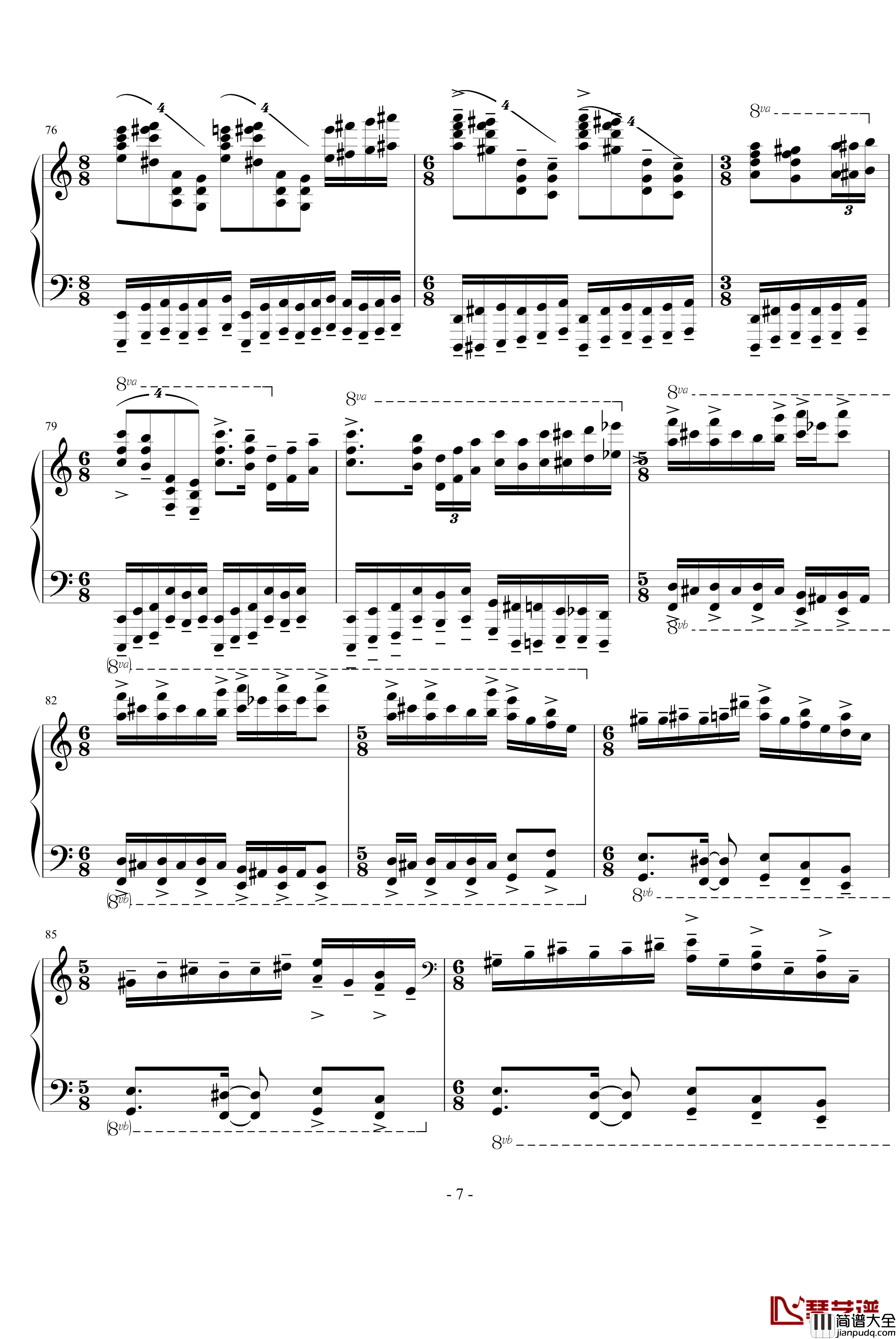 即兴小品_燃钢琴谱_侯田园