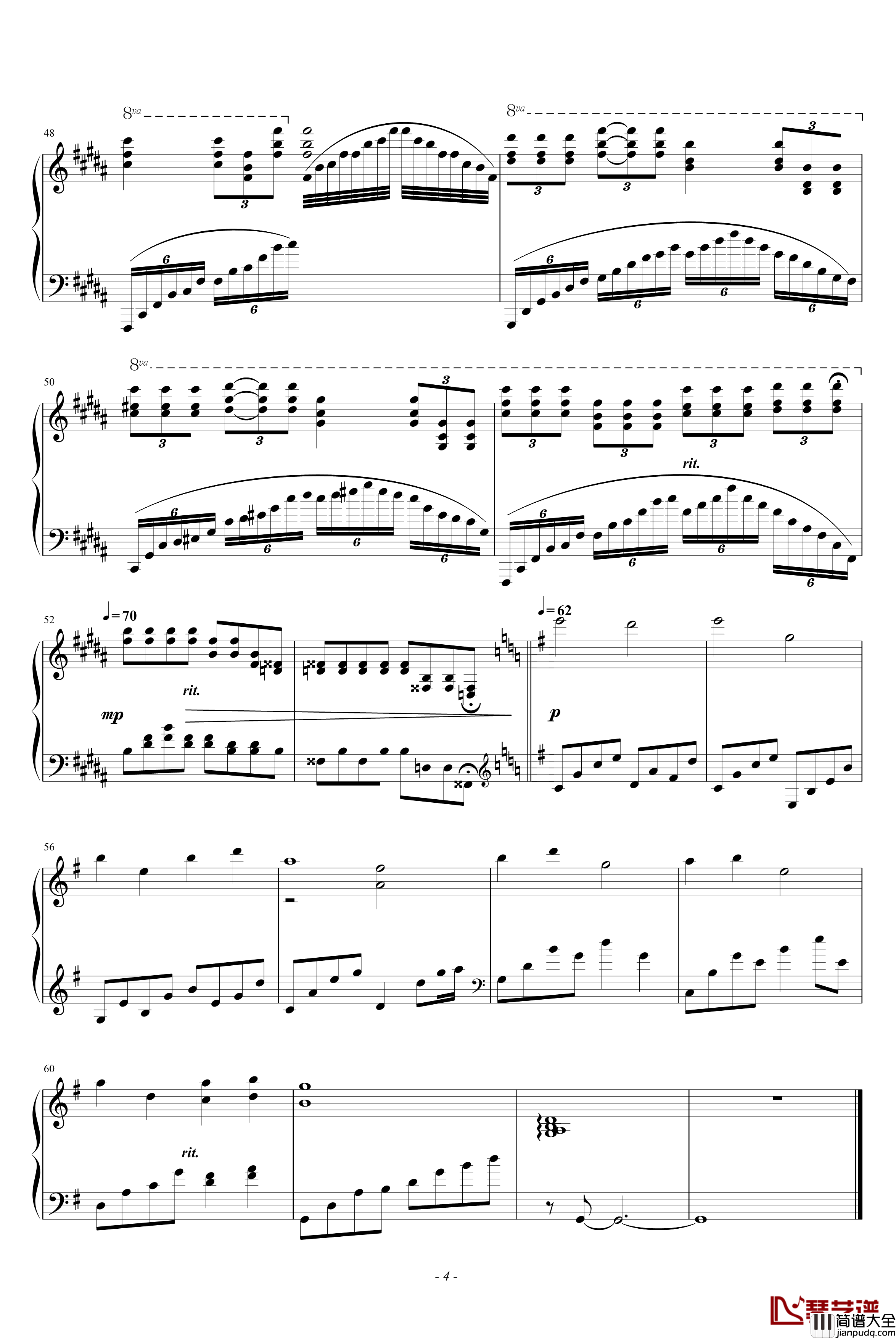 我和你钢琴谱_blueman版_刘欢