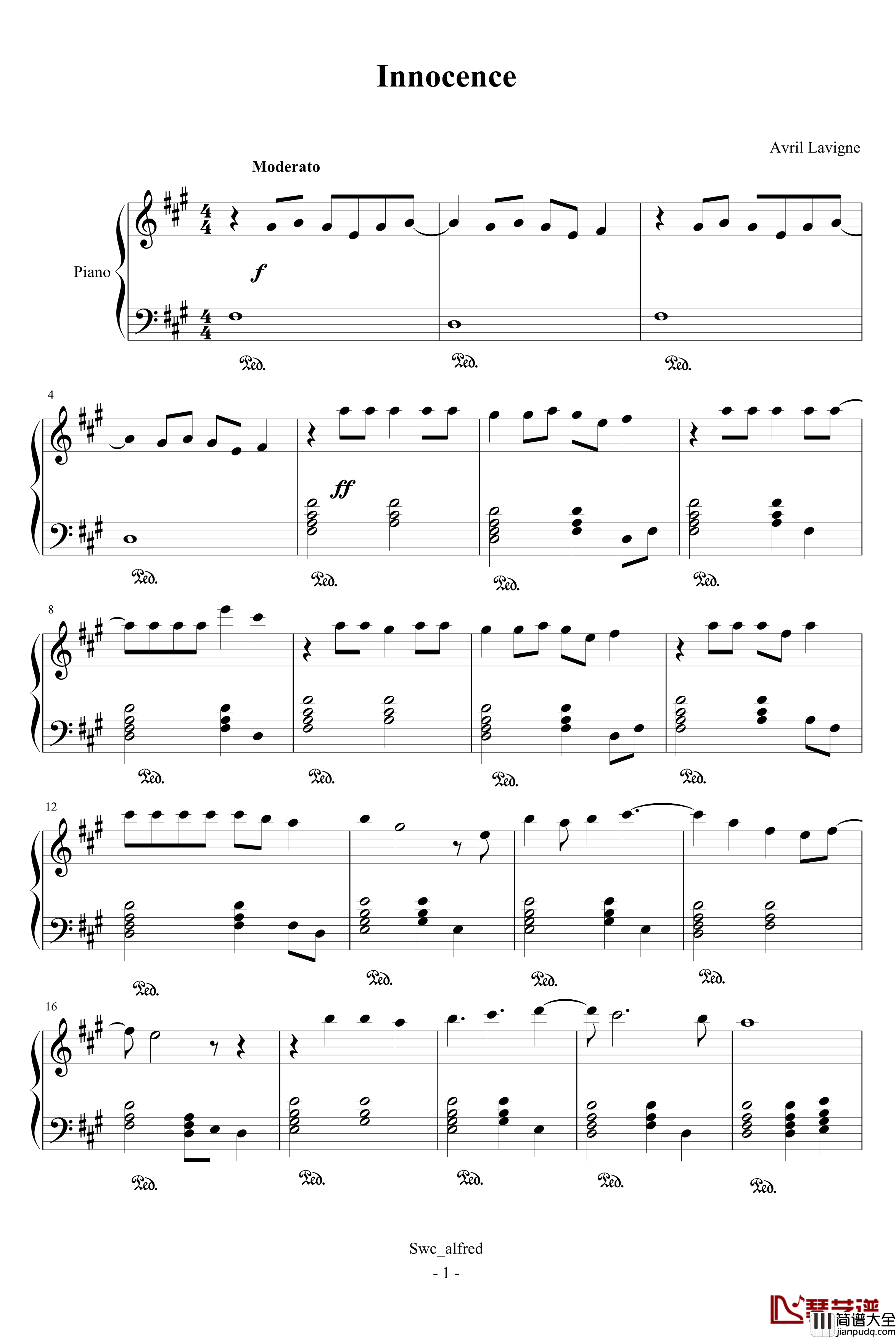 Innocence钢琴谱_Avril_Lavigne