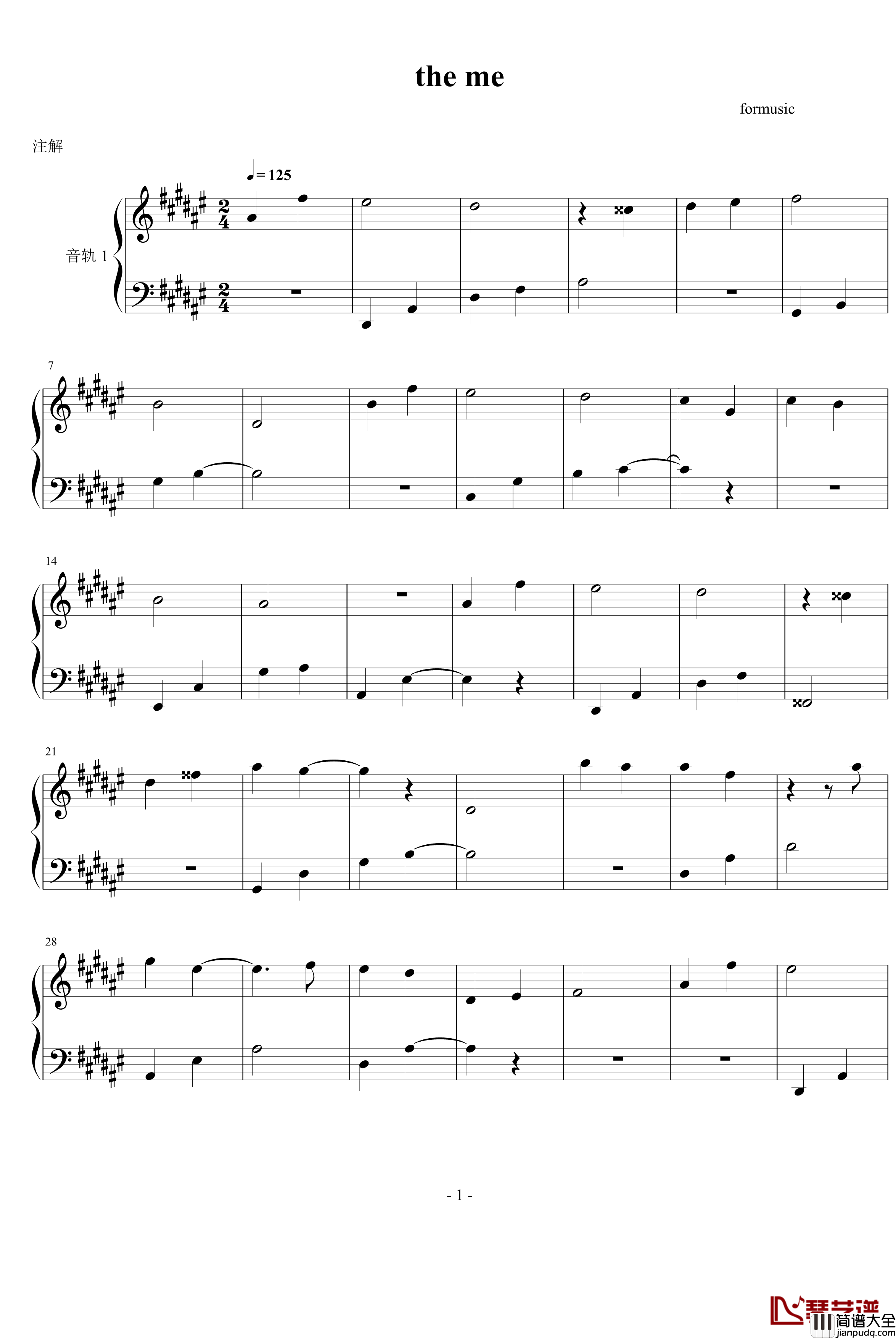 The_Me钢琴谱_黄手帕