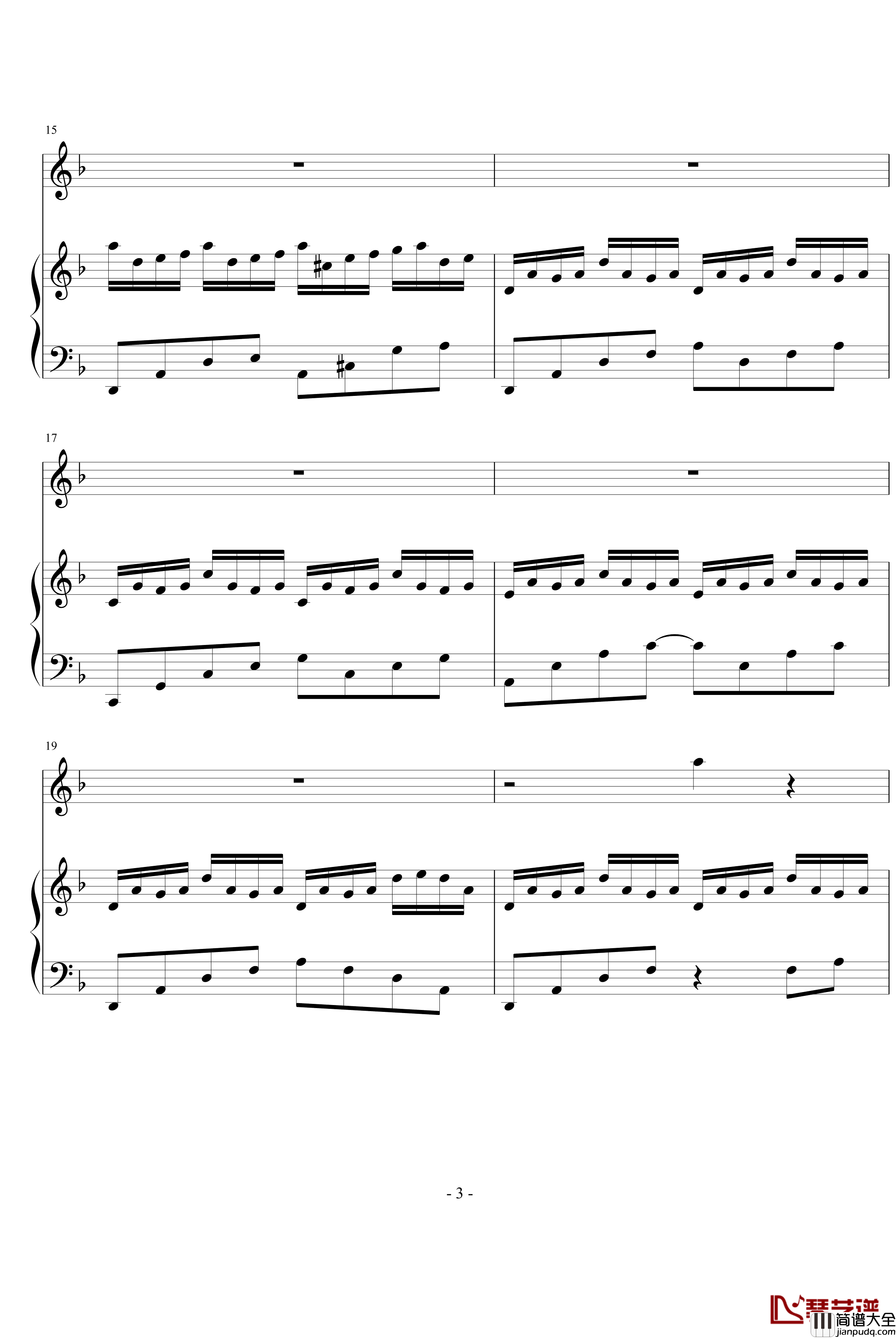 回忆钢琴谱_加长版_文武贝