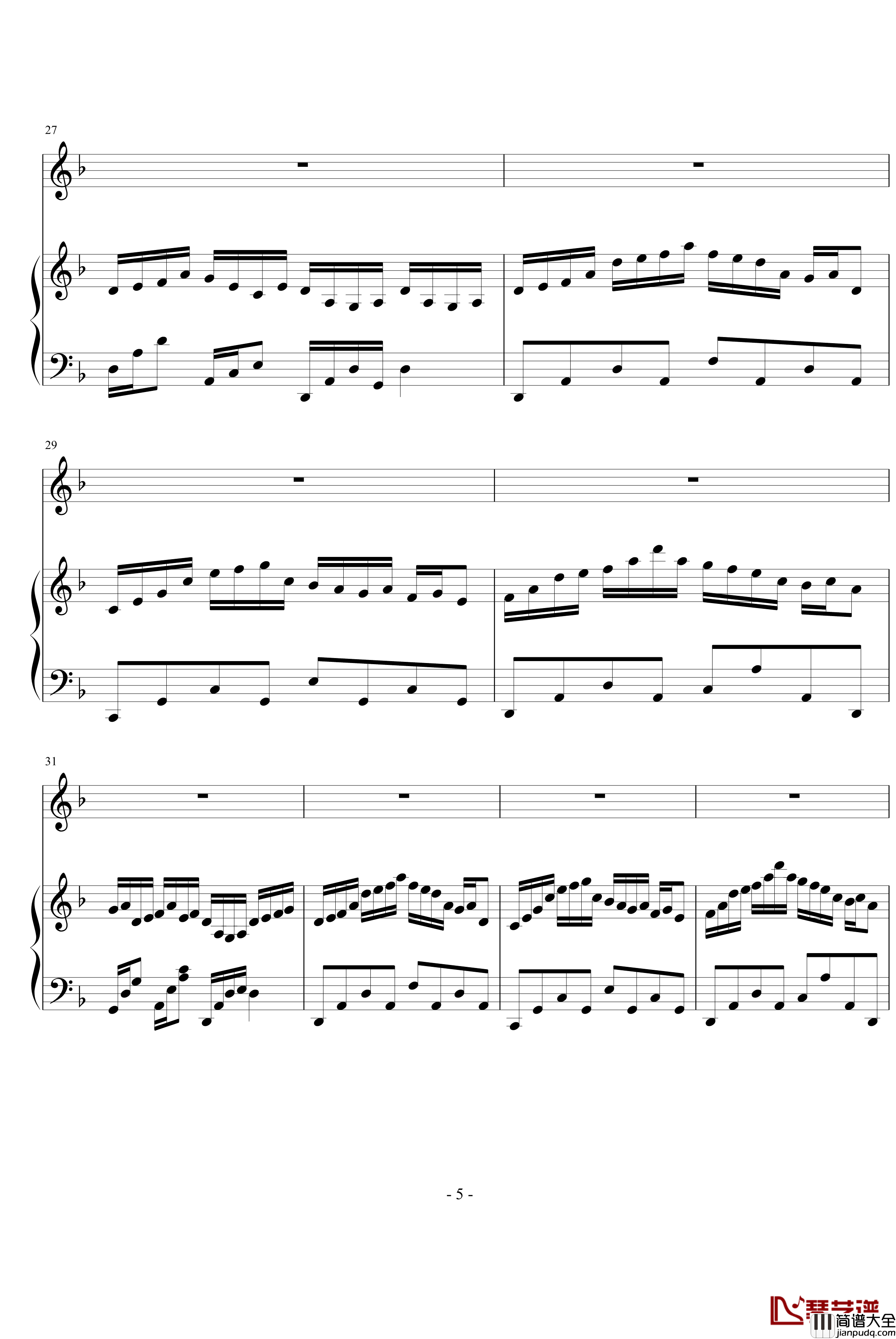 回忆钢琴谱_加长版_文武贝