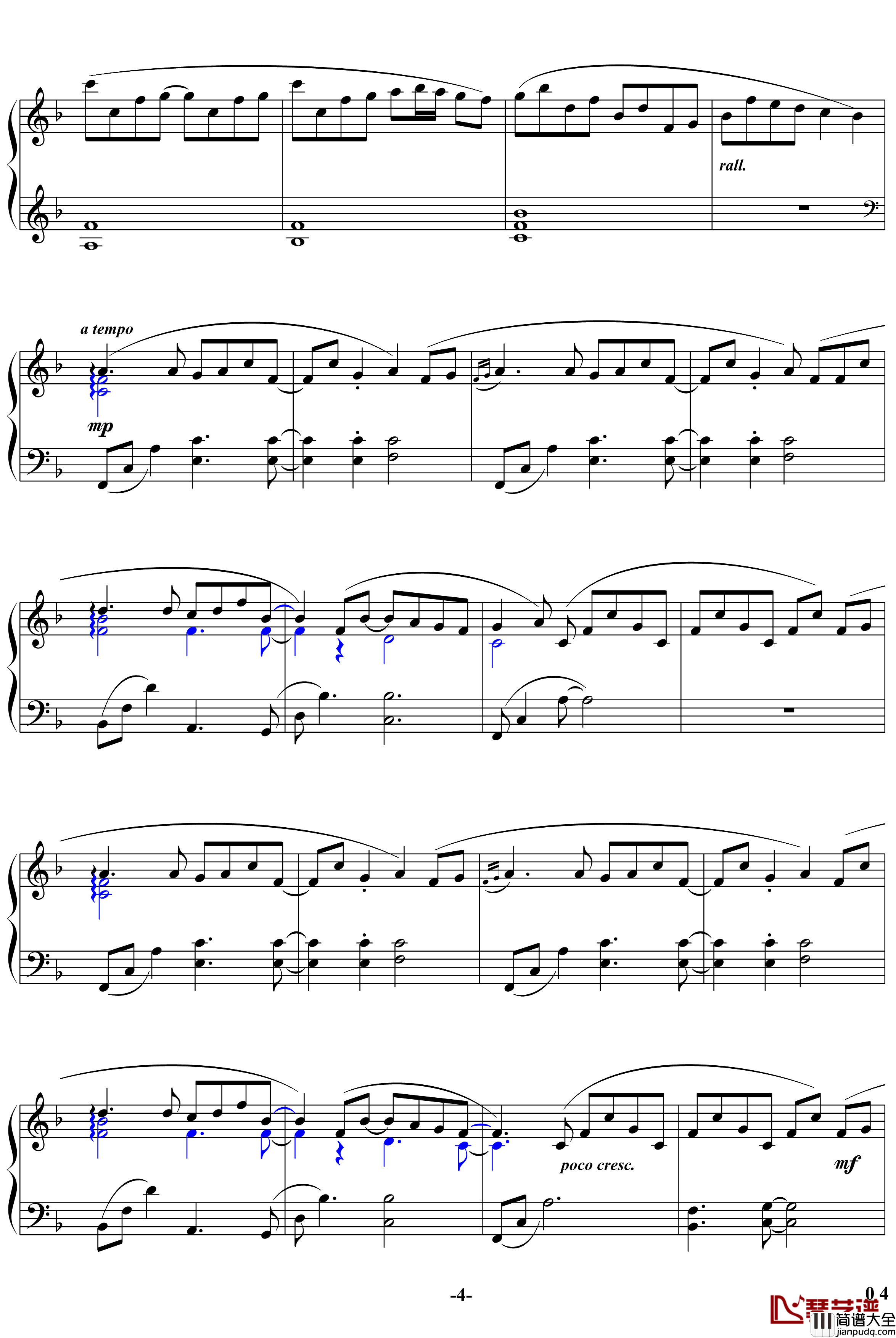 我甜蜜的情人节钢琴谱_影视