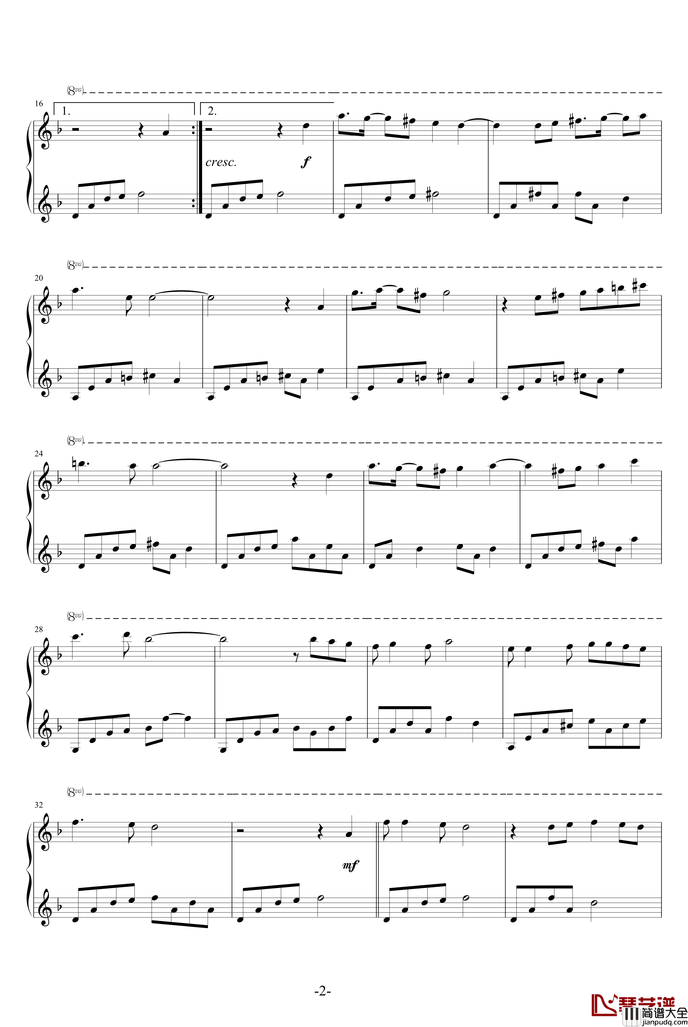 我等候你钢琴谱_影视