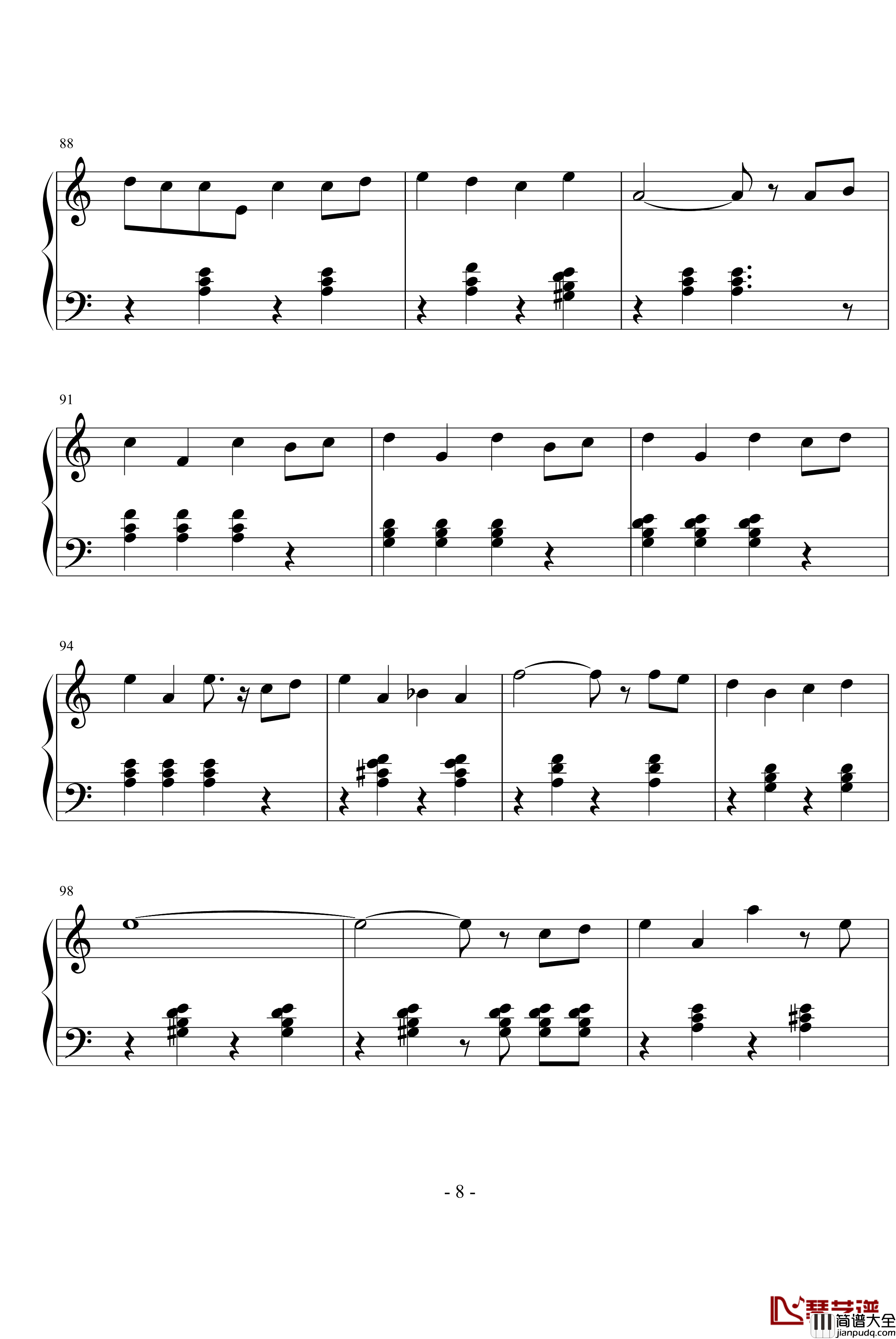 最爱钢琴谱_周慧敏