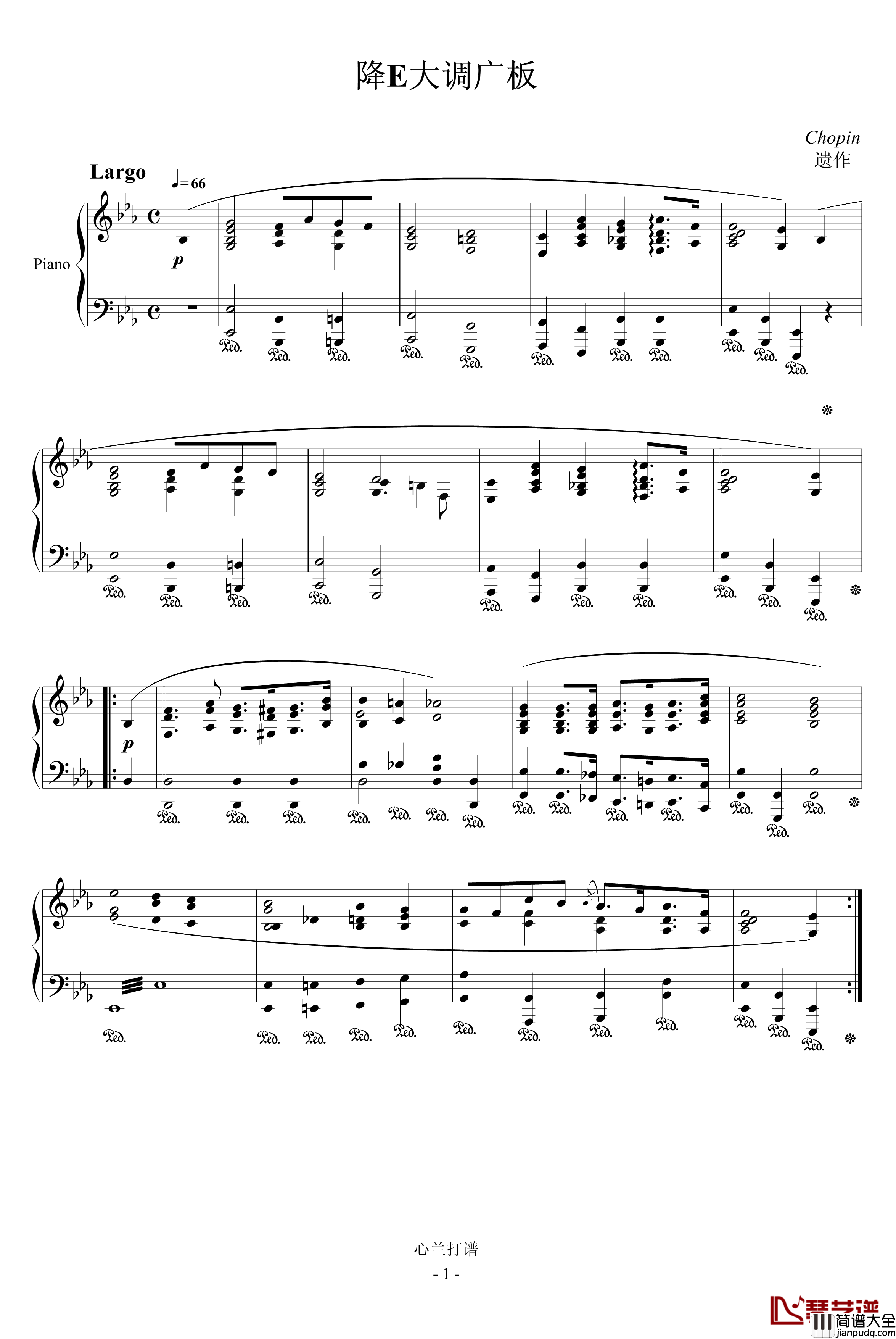 降E大调广板钢琴谱_肖邦_chopin