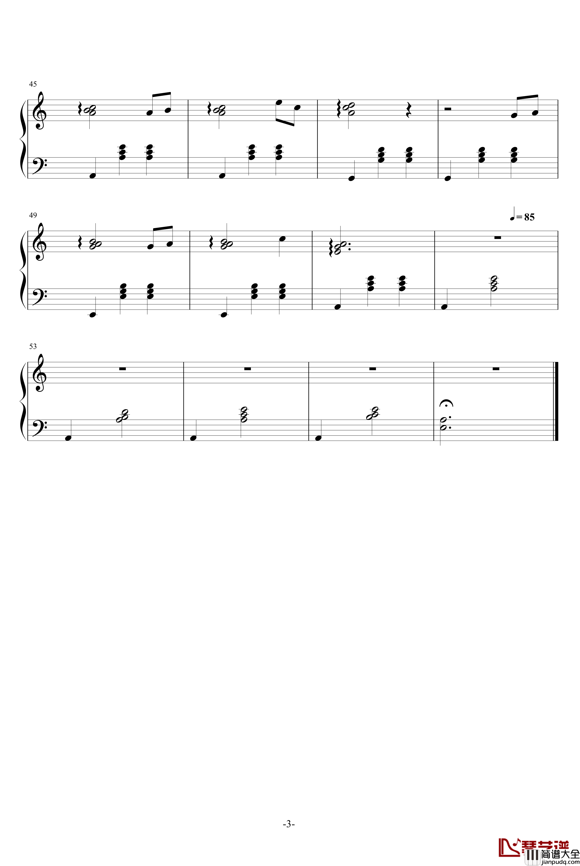 Waiting钢琴谱_快乐甜筒