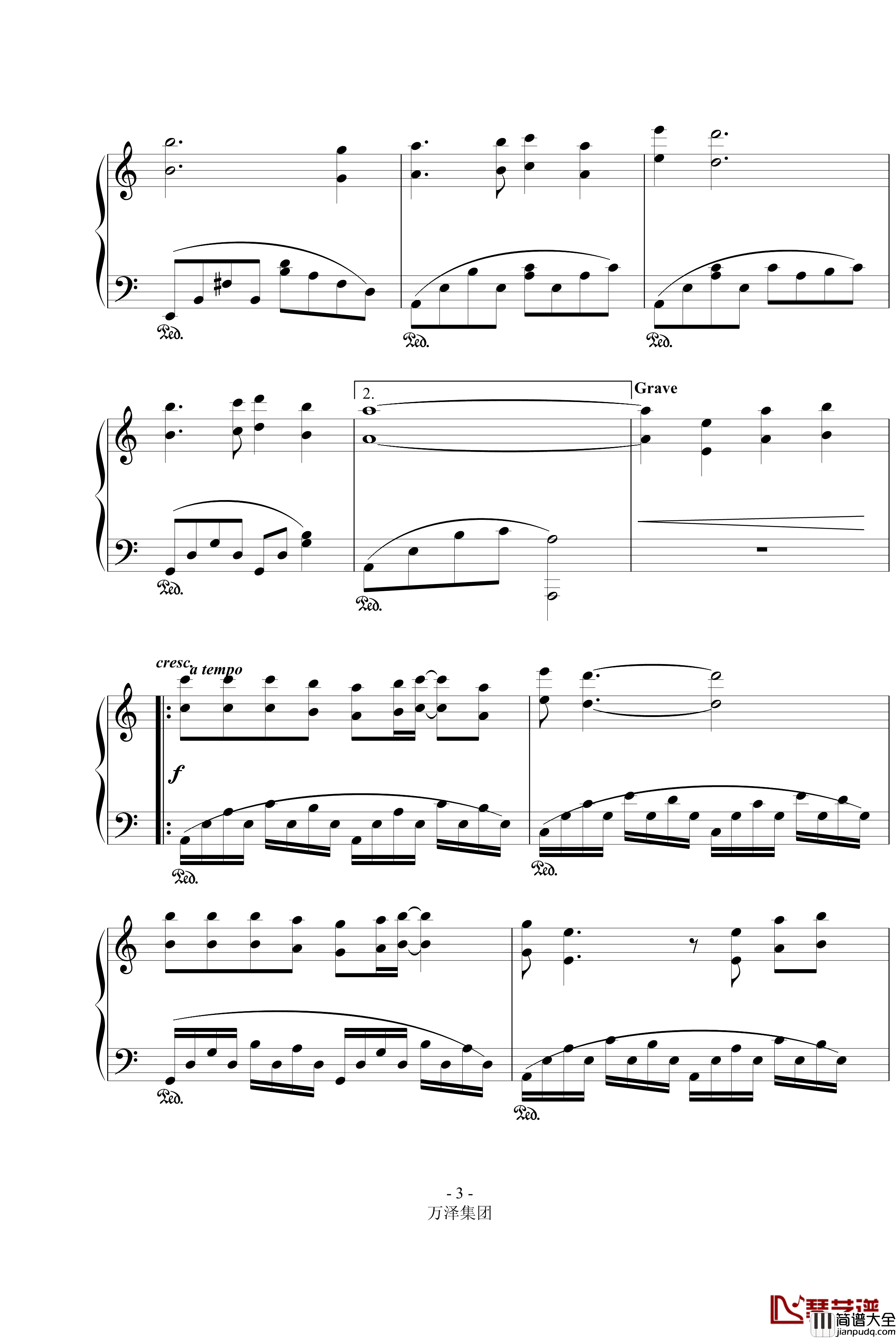 琉璃河畔的思念钢琴谱_万千里