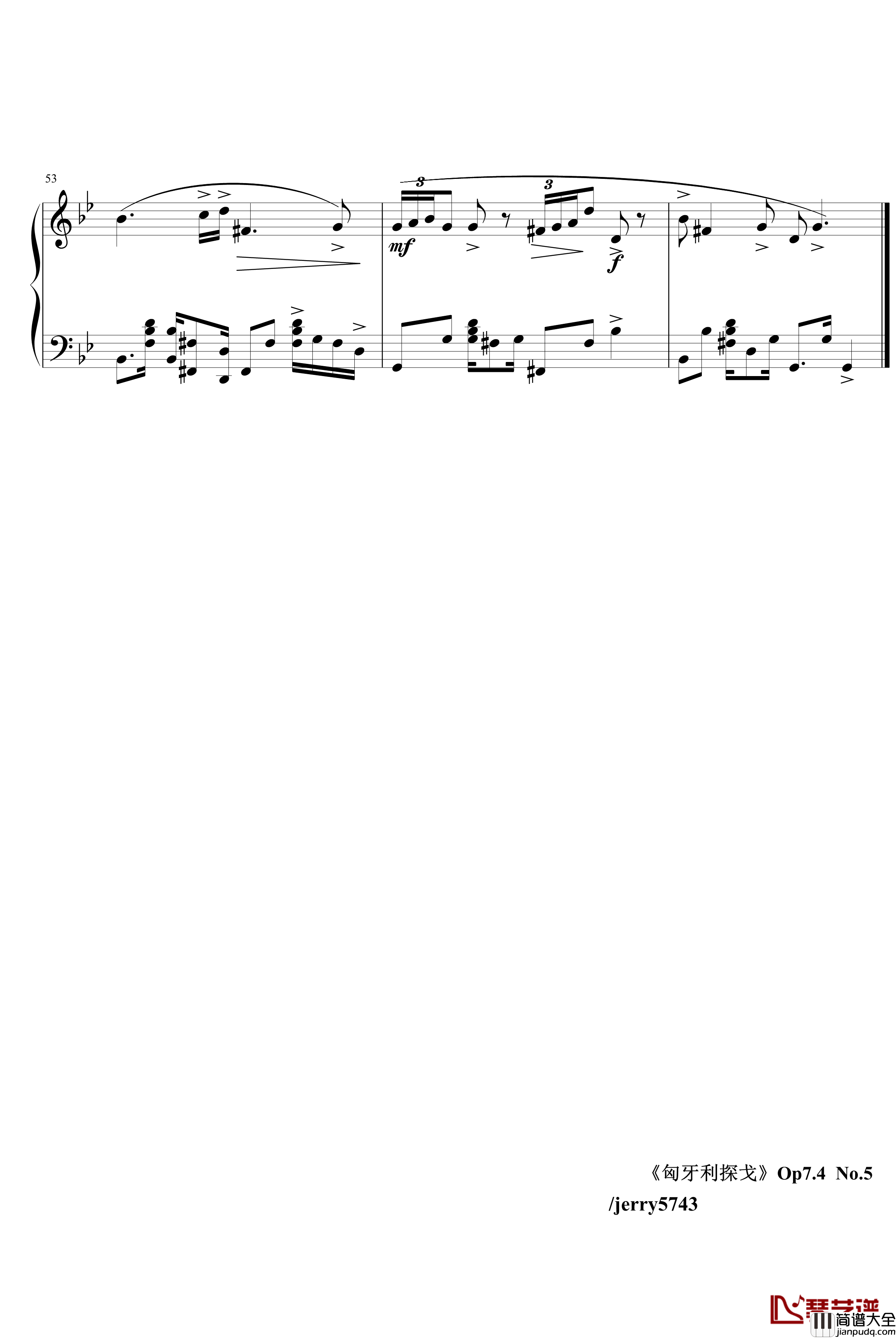 匈牙利探戈Op7.4钢琴谱_异国风情_jerry5743
