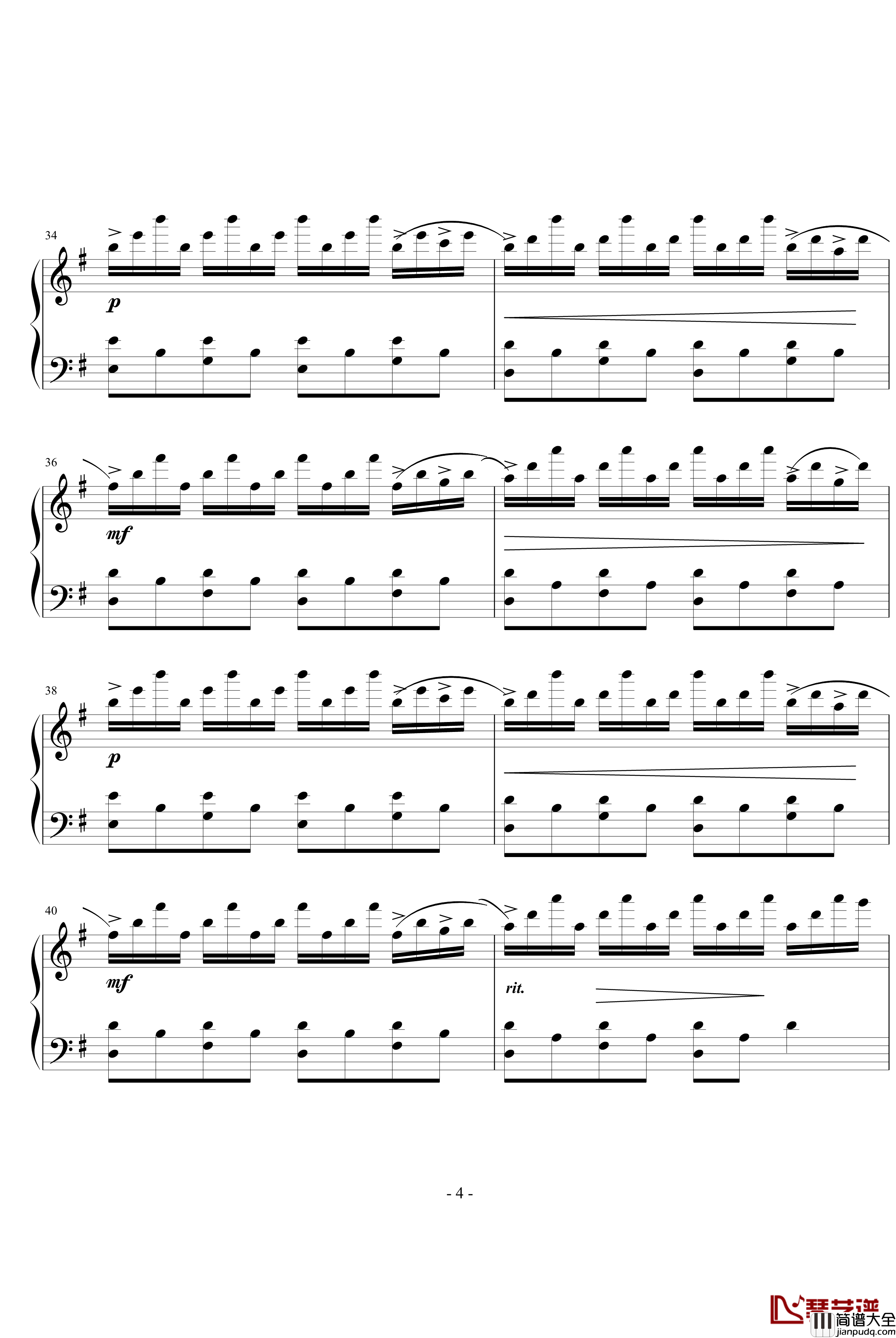 天使愛美麗钢琴谱_Yann_Tiersen