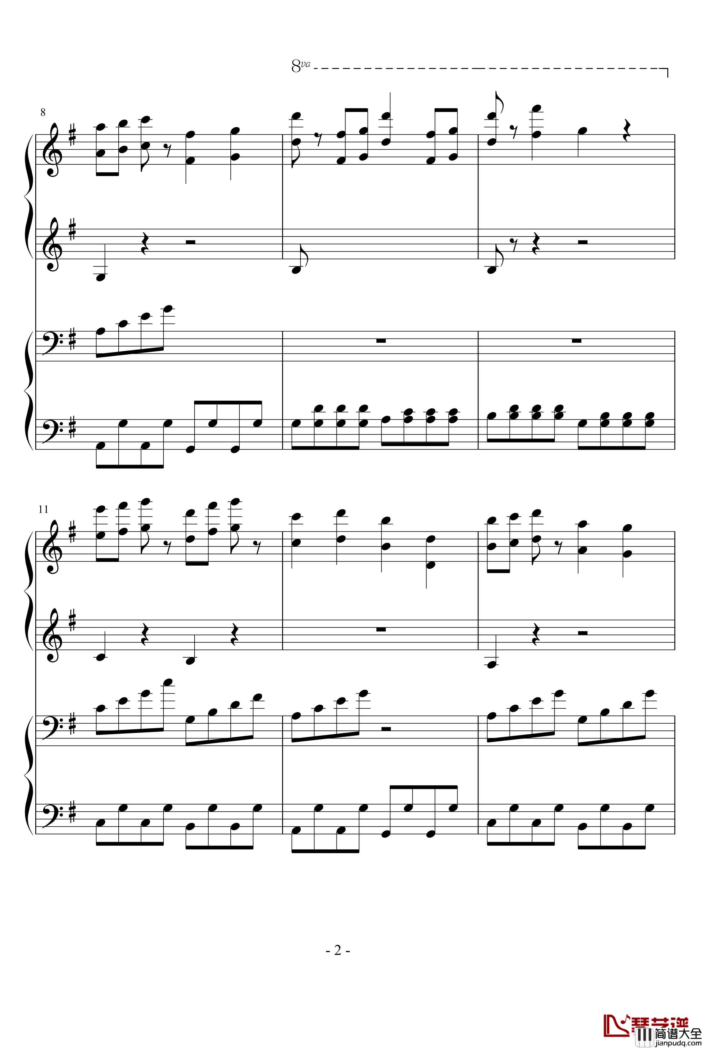 放学的路上钢琴谱_四手_哎呦