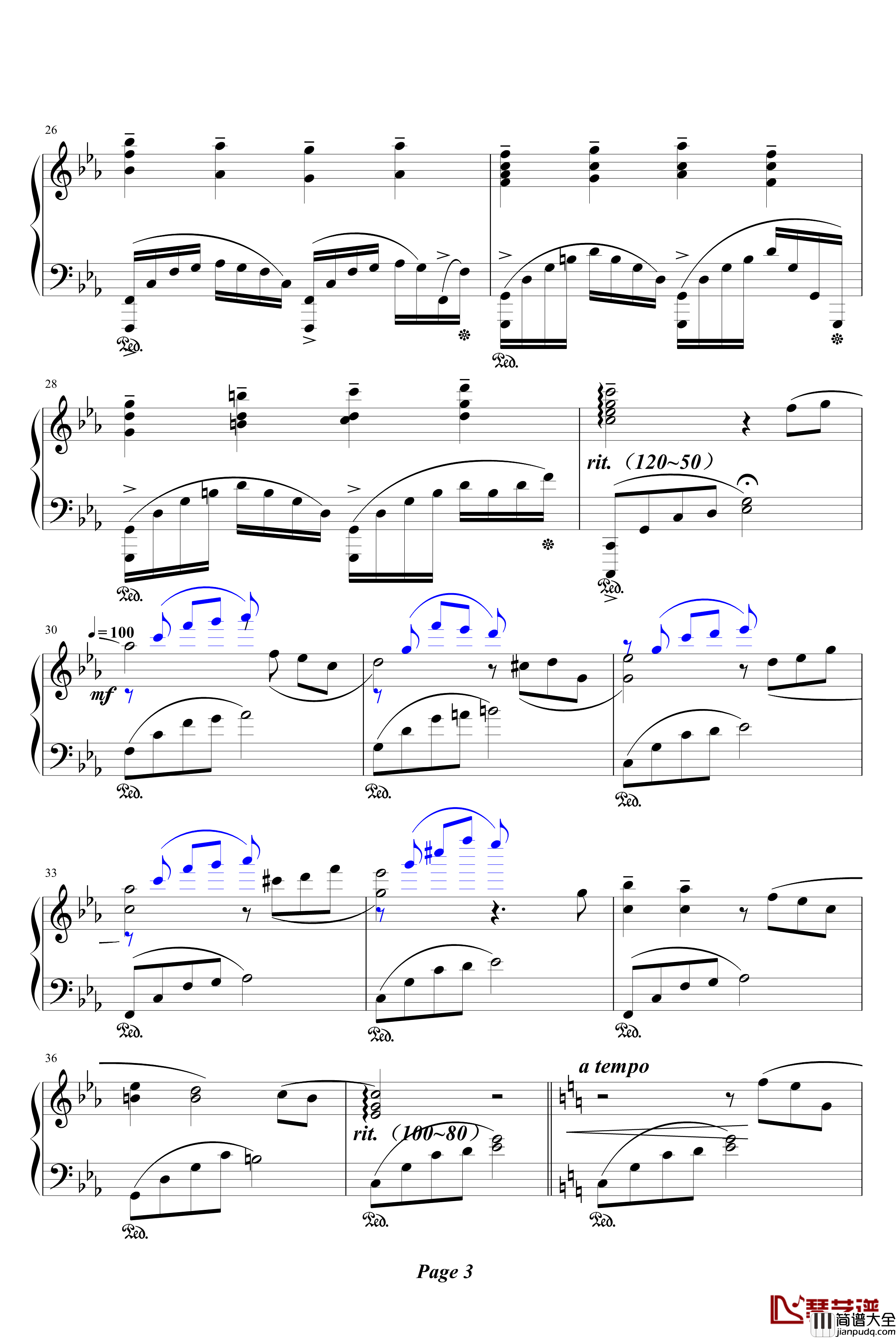 离殇钢琴谱_修改、难度版_凌枫