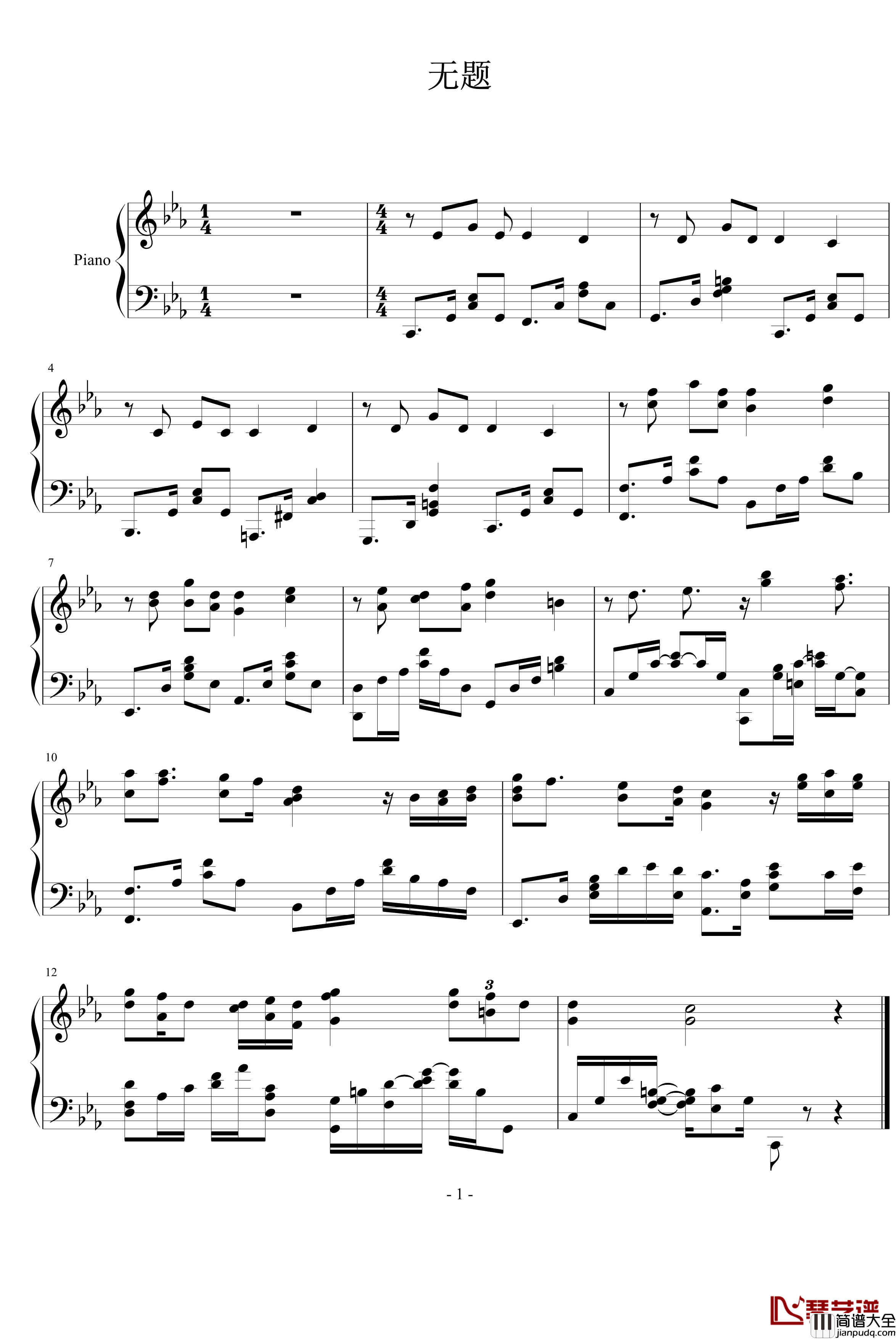 无题钢琴谱_楼楼影