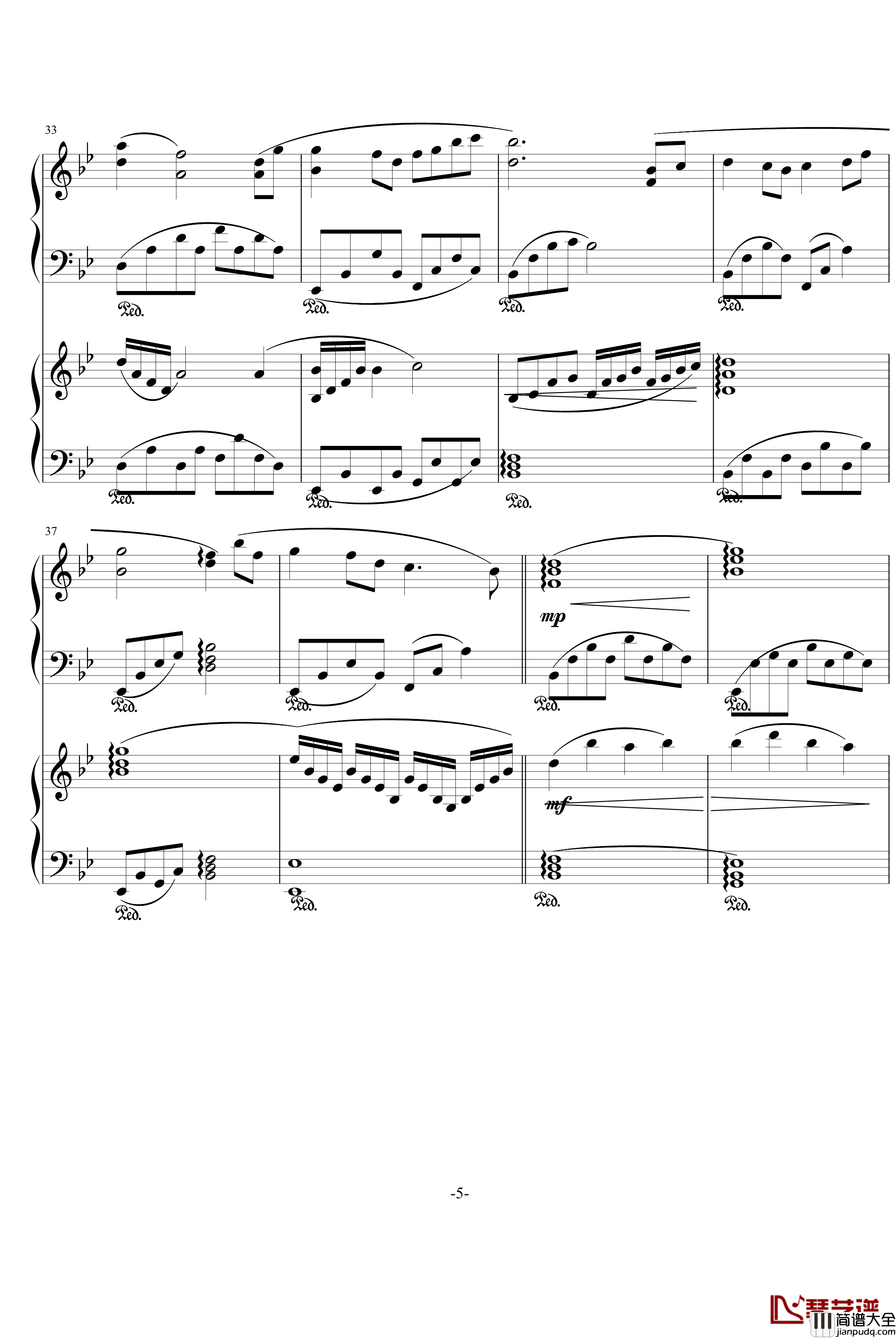 小夜曲钢琴谱_班得瑞_Bandari