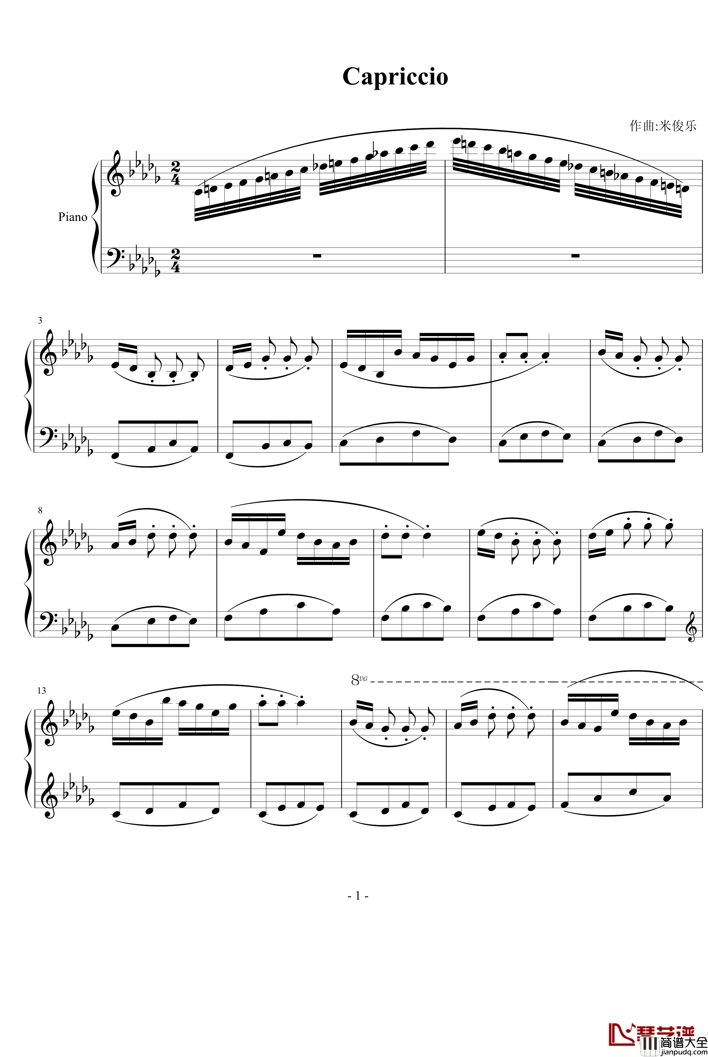 Capriccio钢琴谱_米俊乐