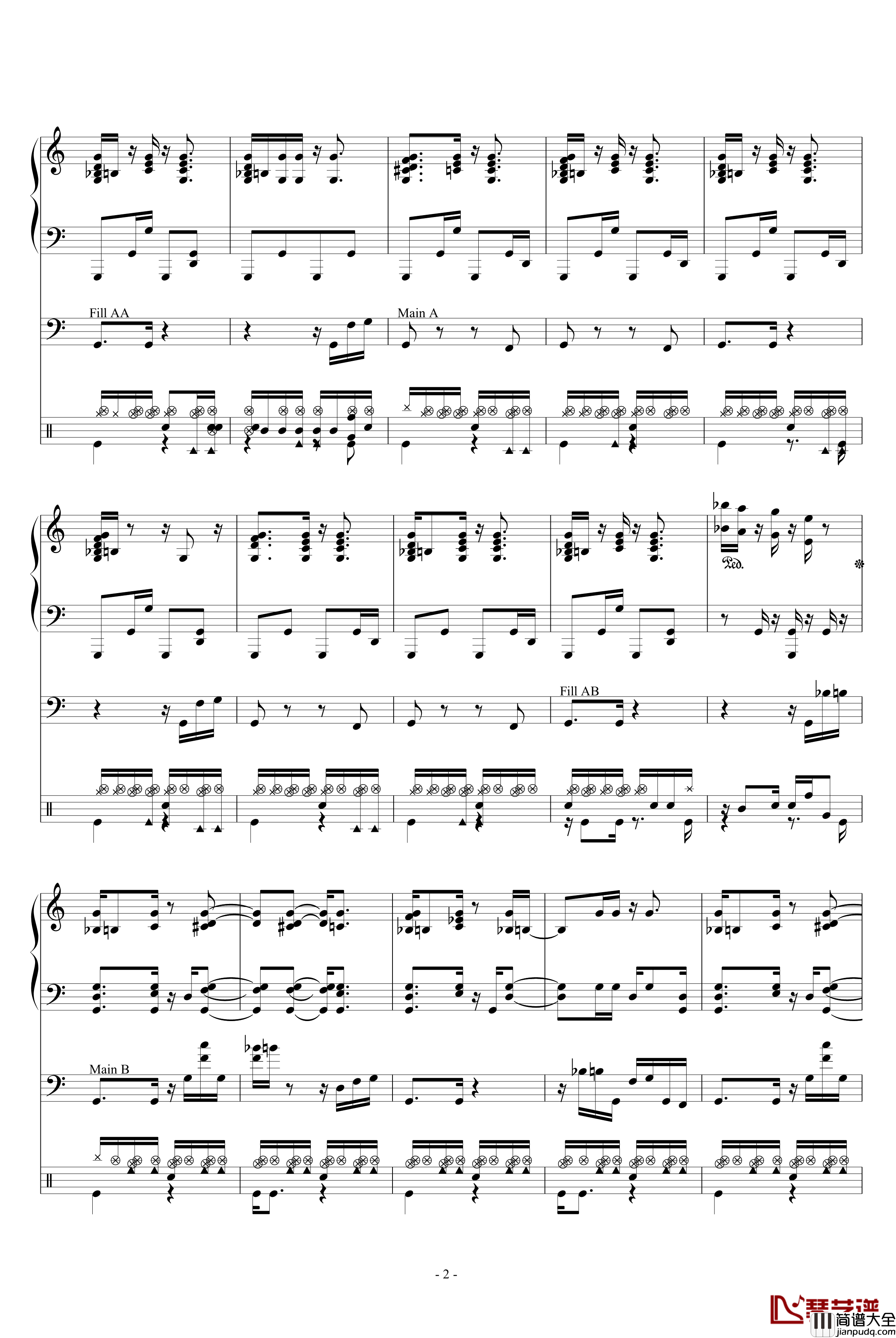 芬克小乐队钢琴谱_芬克