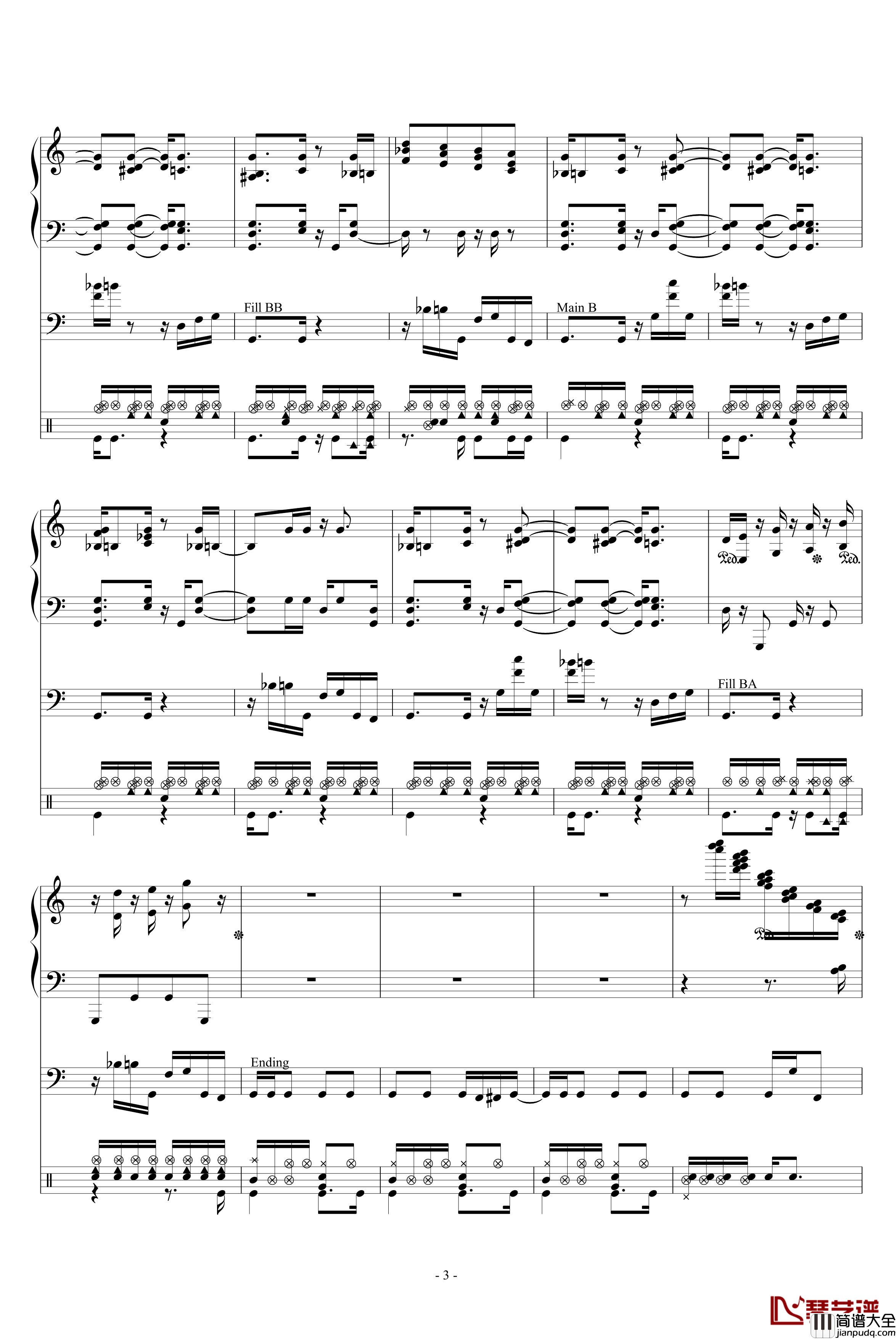 芬克小乐队钢琴谱_芬克