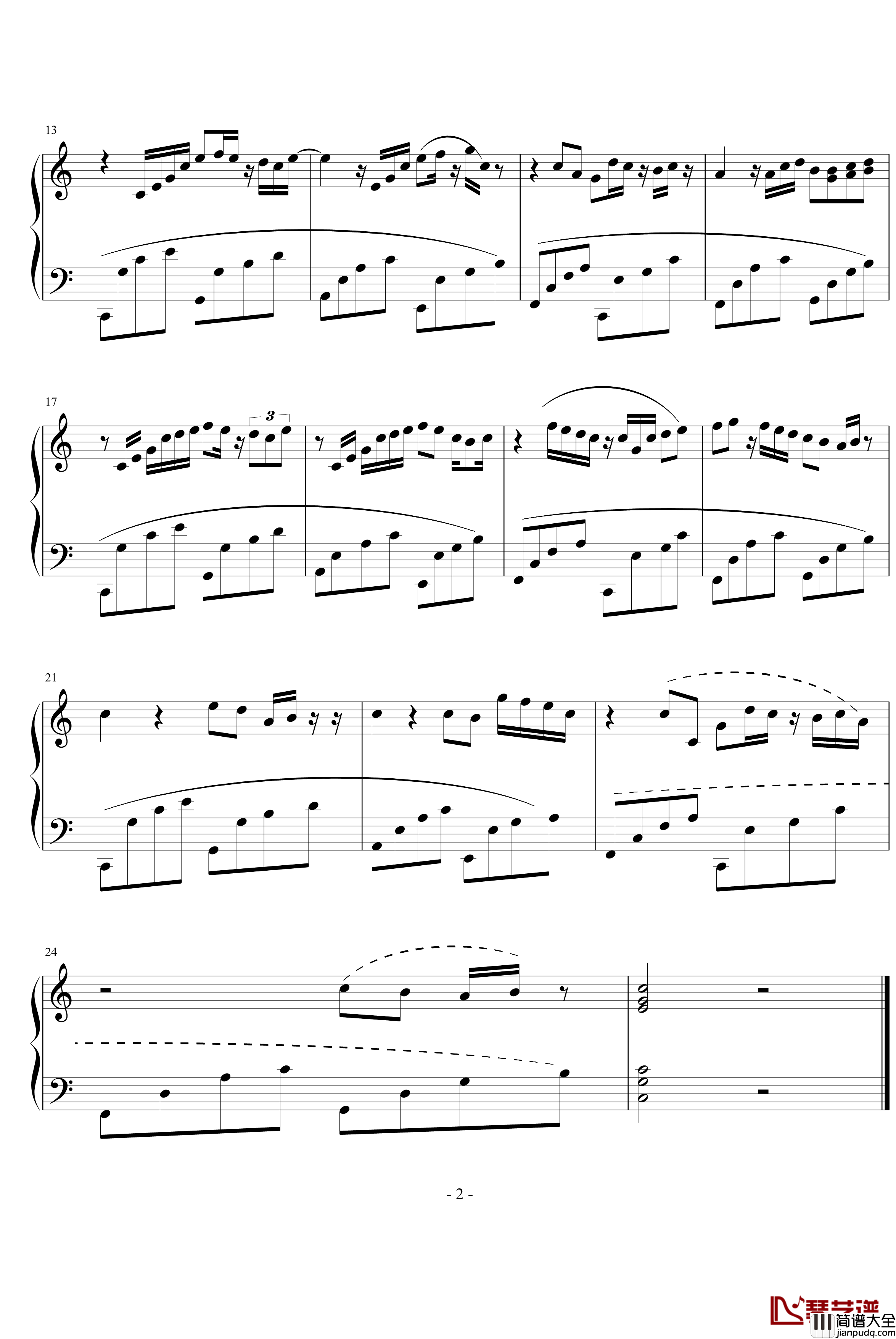 夏日风钢琴谱_小X