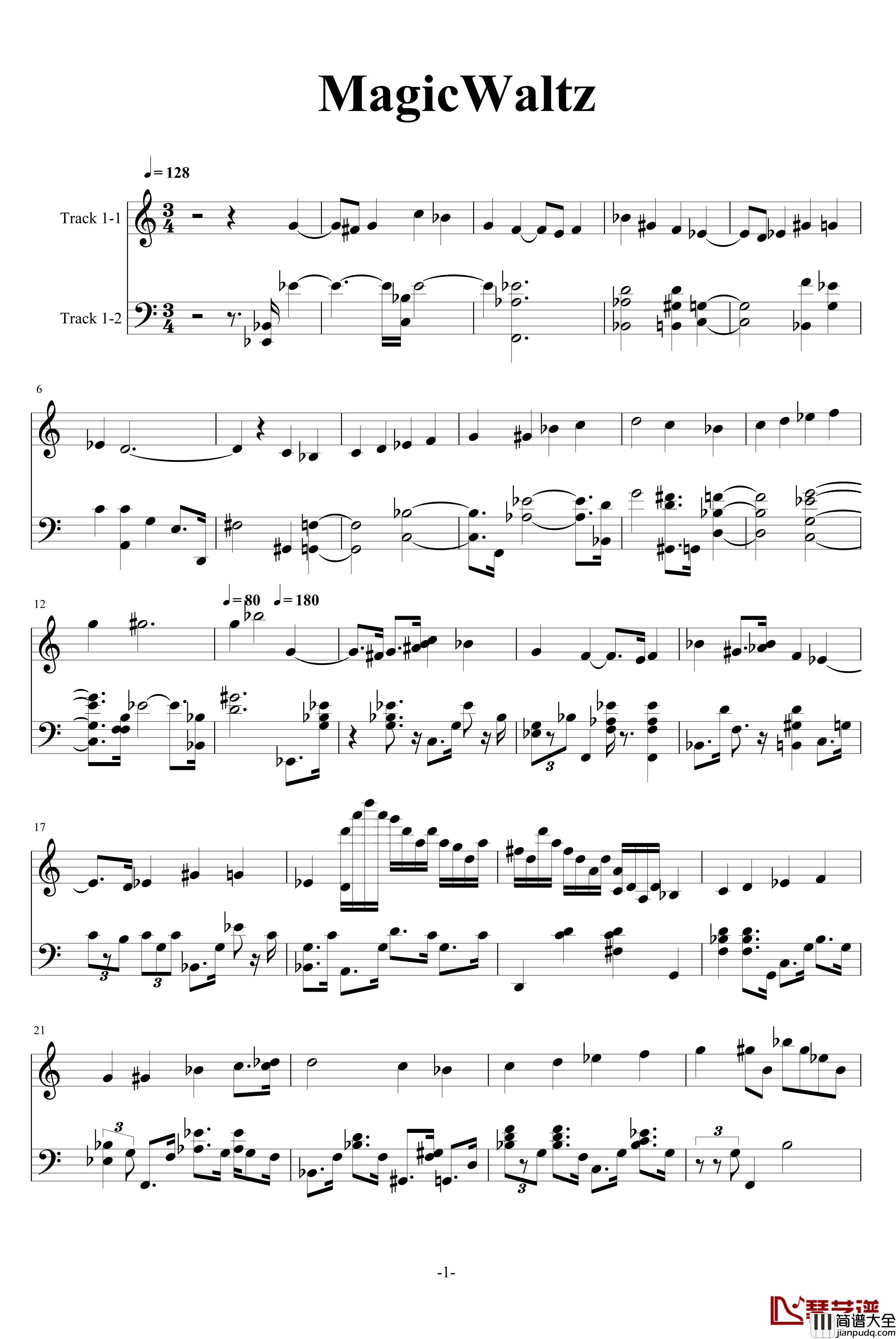 Magic_Waltz钢琴谱_基本接近原版_海上钢琴师