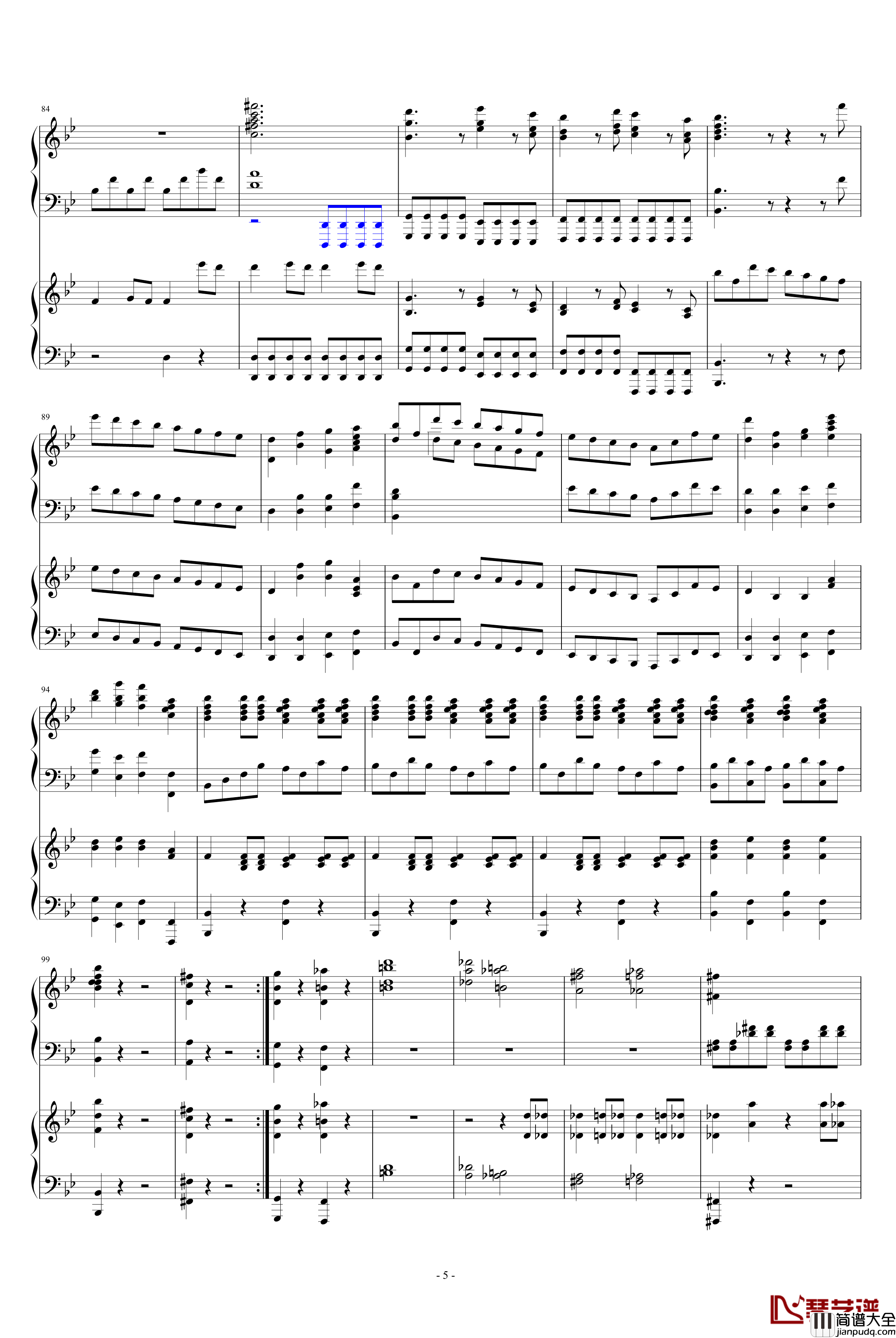 第四十号交响曲第一乐章钢琴谱_双钢琴_莫扎特