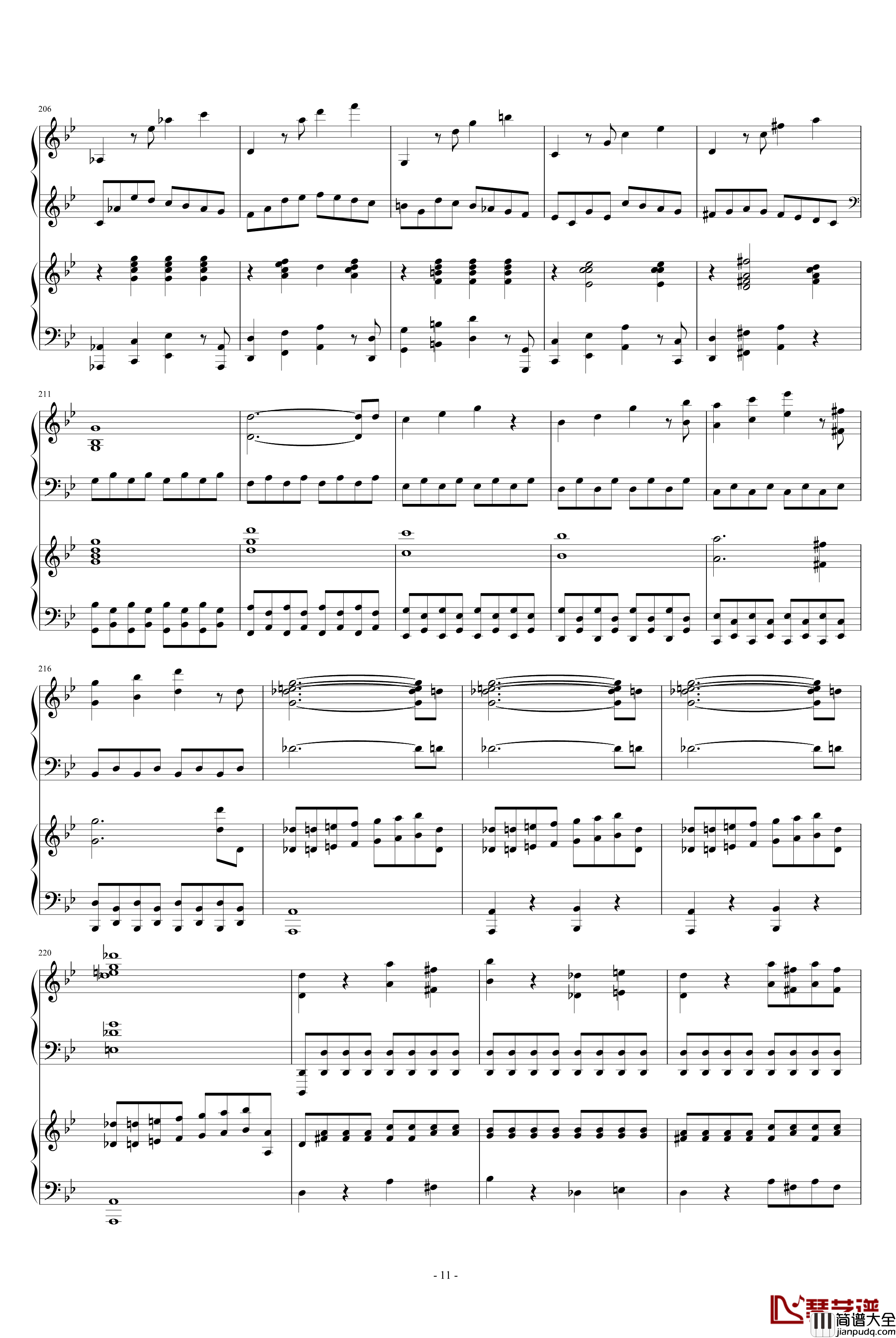 第四十号交响曲第一乐章钢琴谱_双钢琴_莫扎特