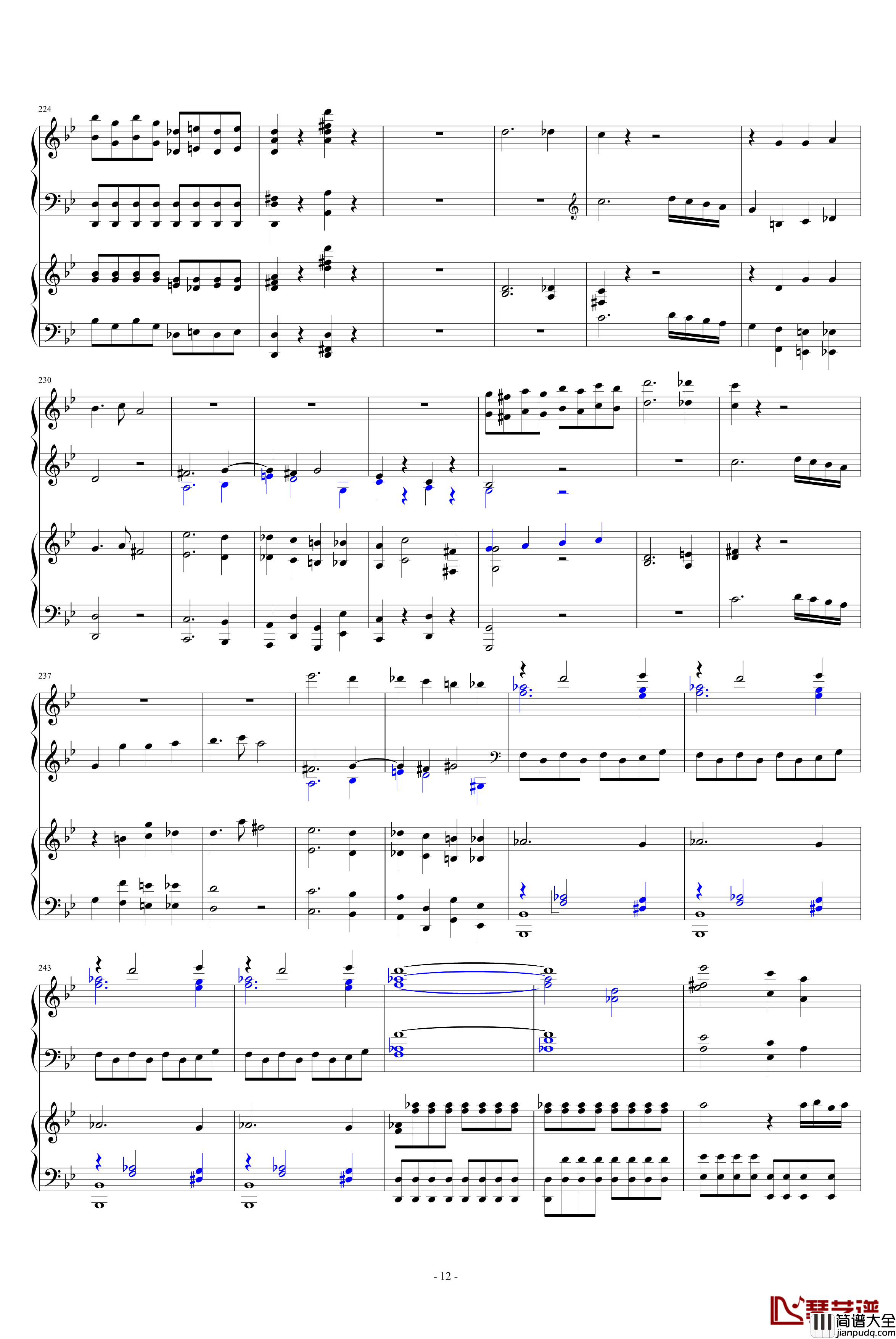 第四十号交响曲第一乐章钢琴谱_双钢琴_莫扎特