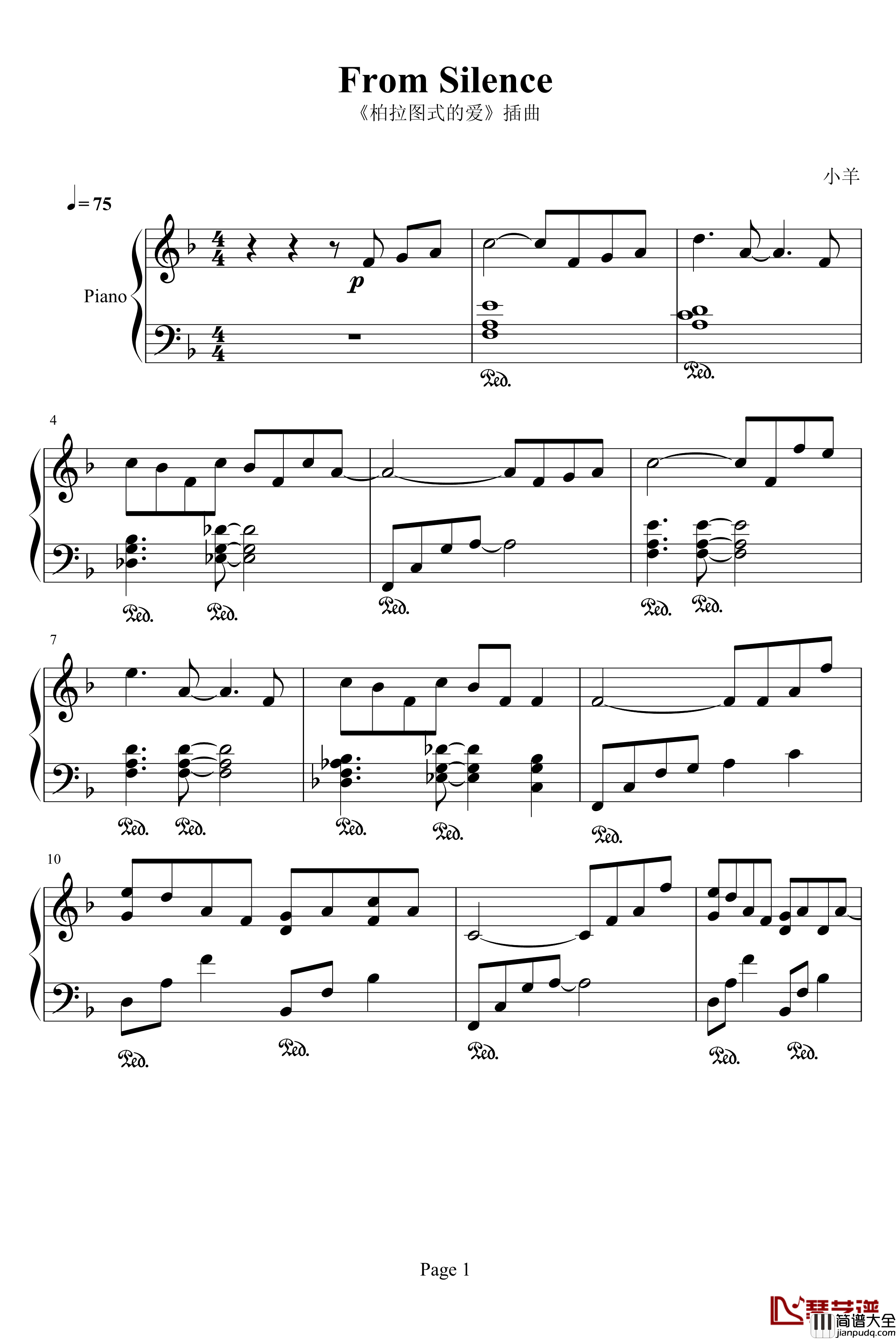 From_Silence钢琴谱_佐桥俊彦
