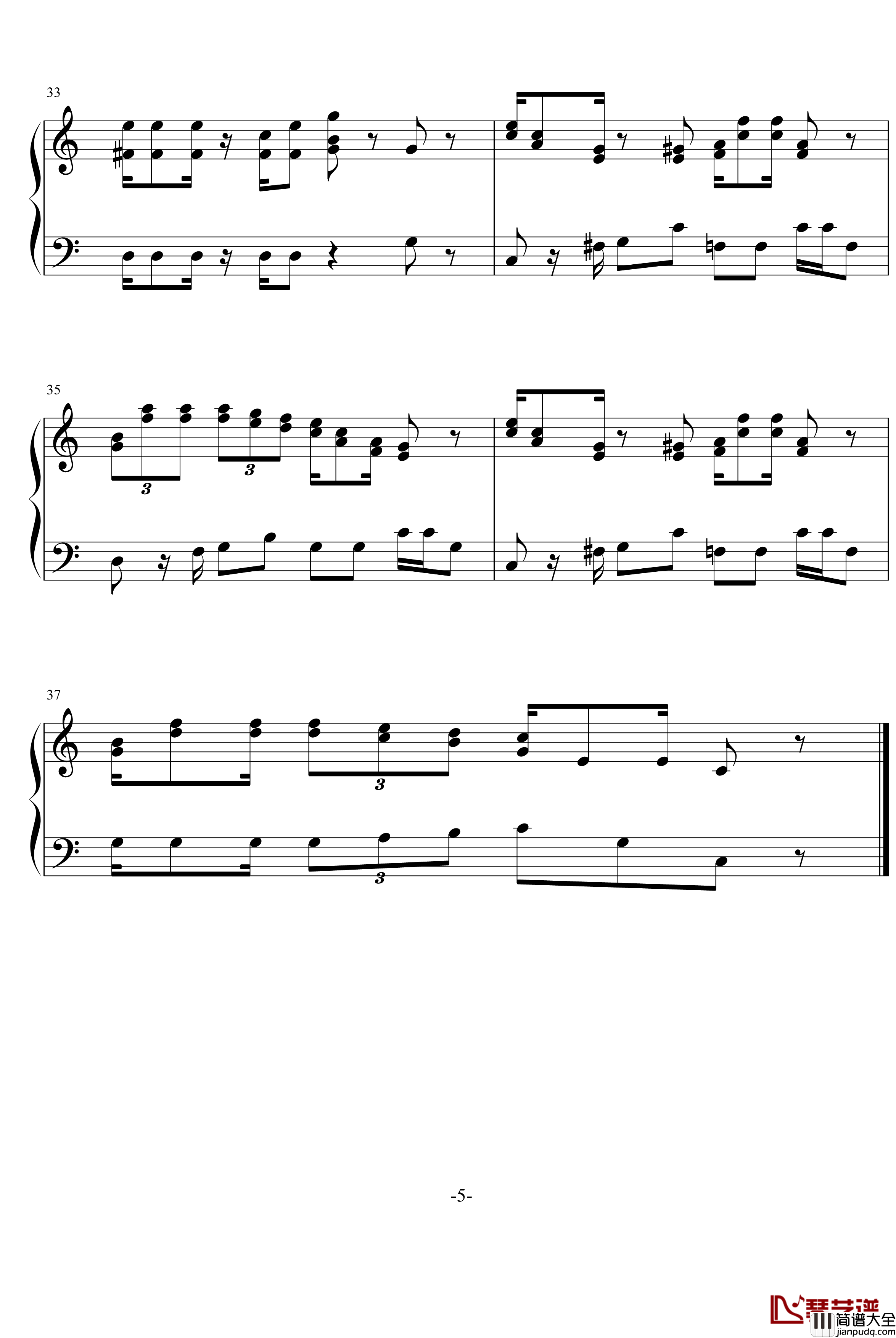 Overworld钢琴谱_超级玛丽_游戏