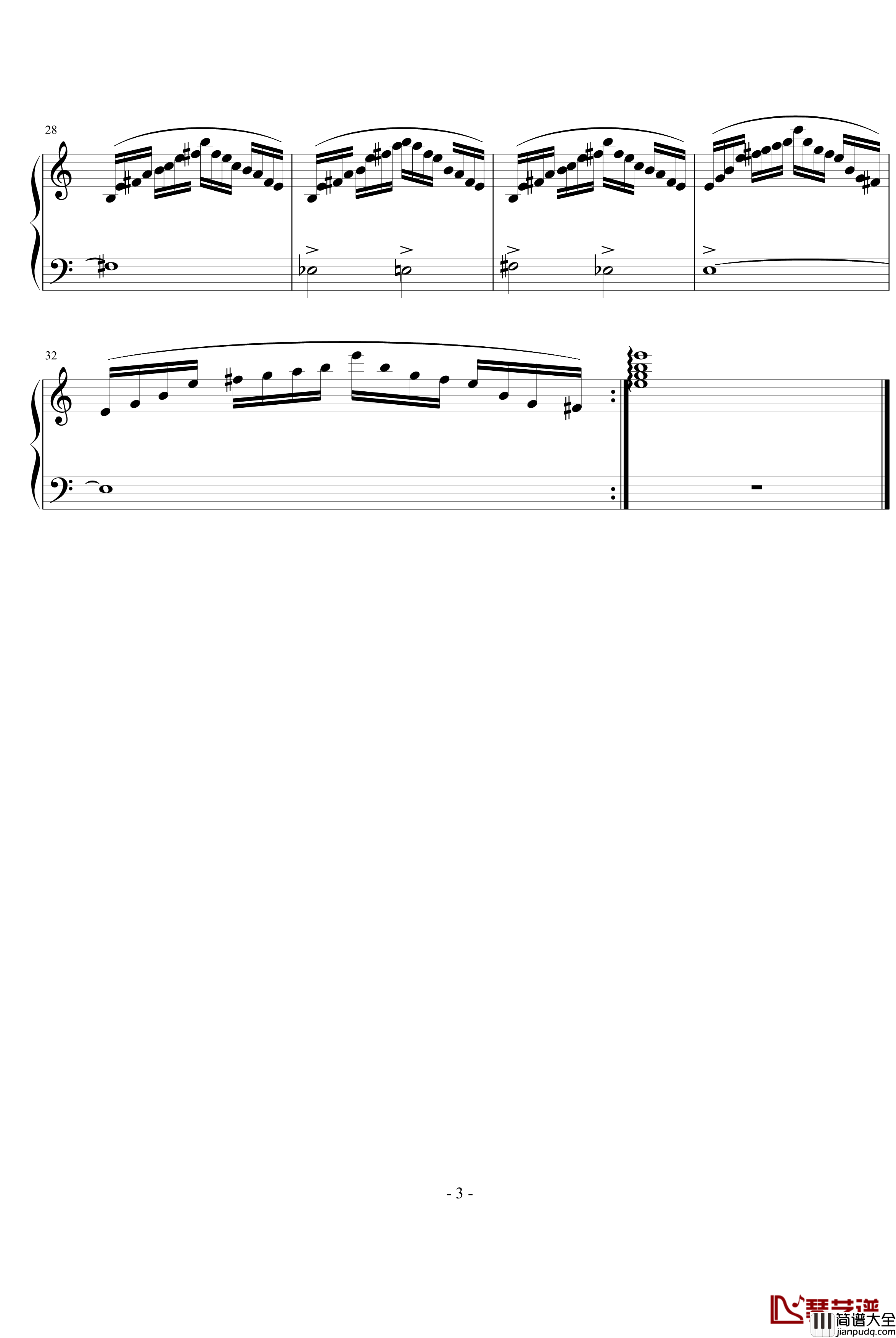 琶音练习钢琴谱_风花雨露