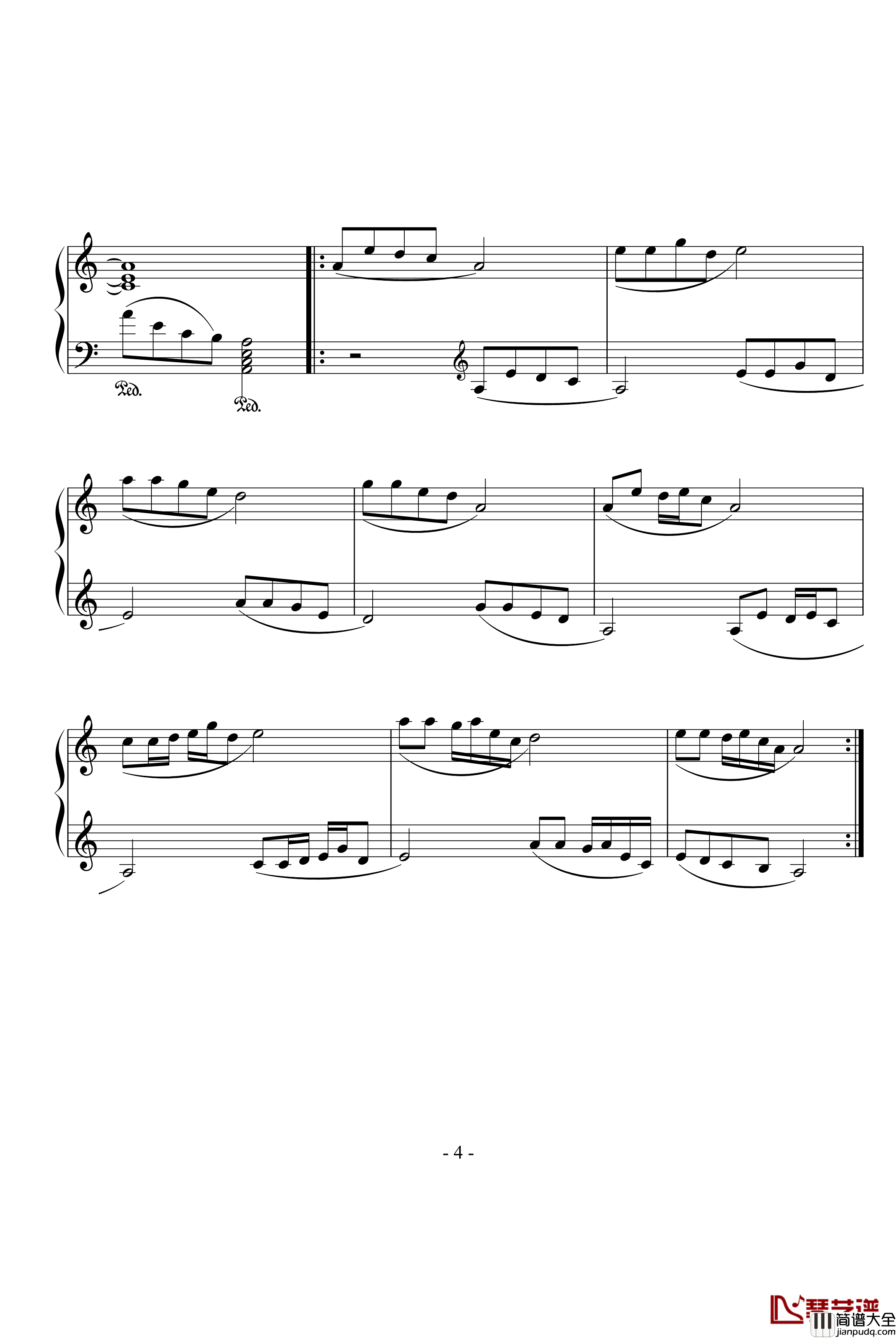 赐给你的爱钢琴谱_送给郝飞的歌_快乐的猪