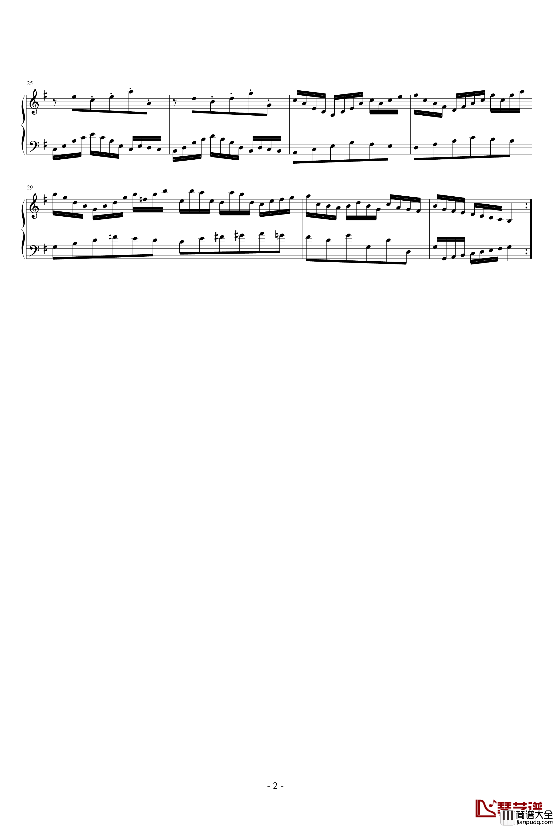 哥德堡变奏曲钢琴谱_Var.1_巴赫