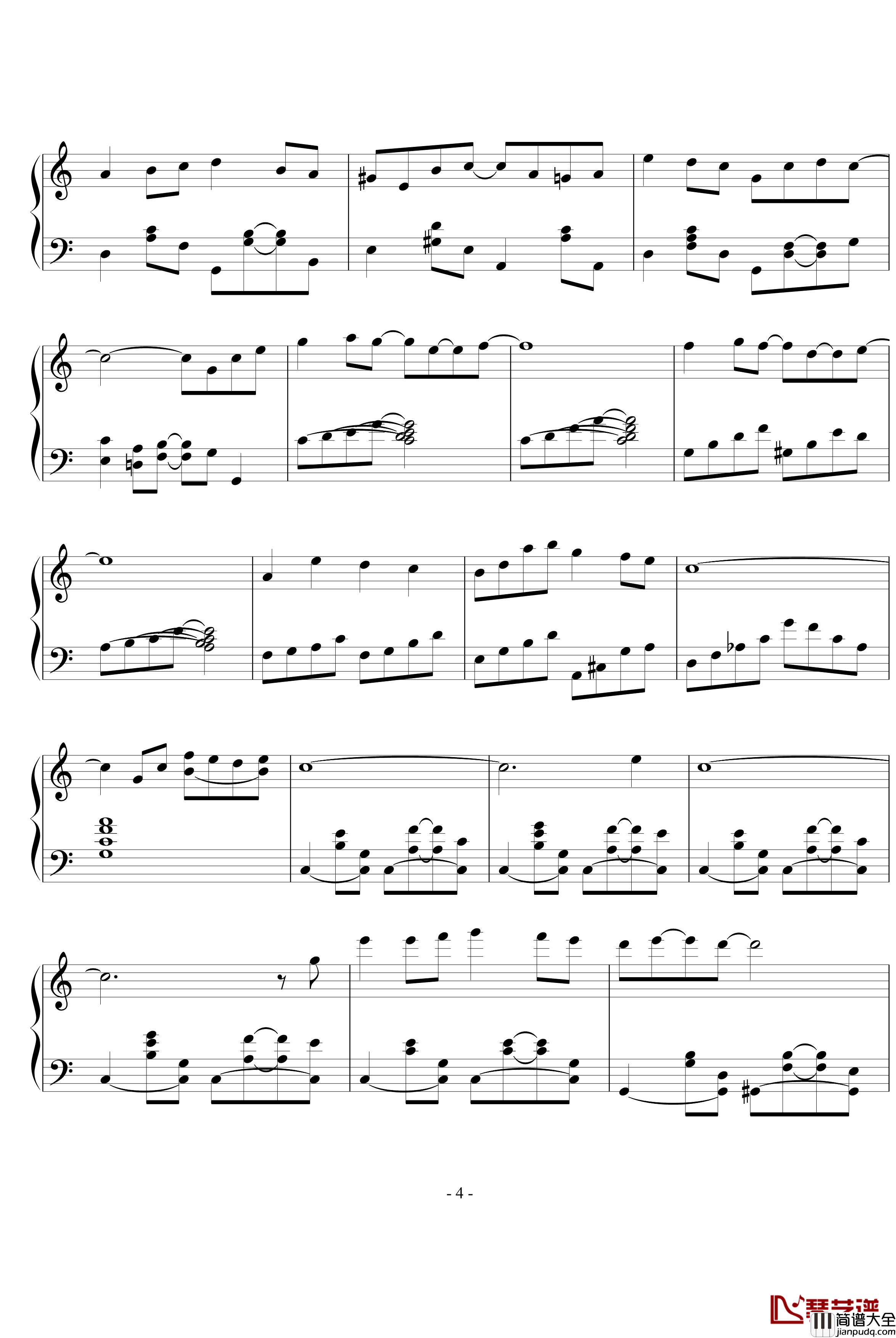 白十字公主生日歌钢琴谱_烛光之吻_吴大鹏