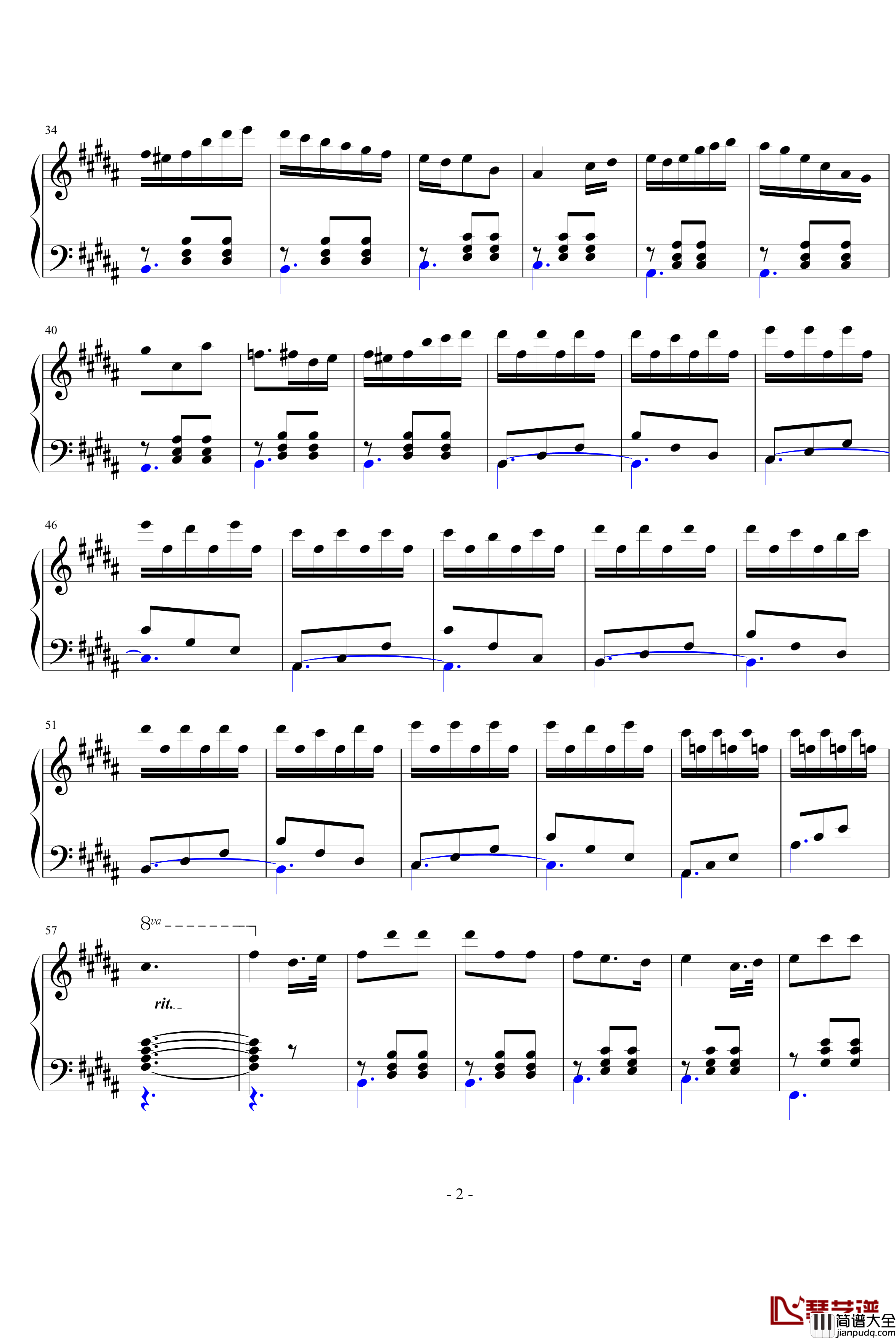 圆舞曲二钢琴谱_A大调的旋律