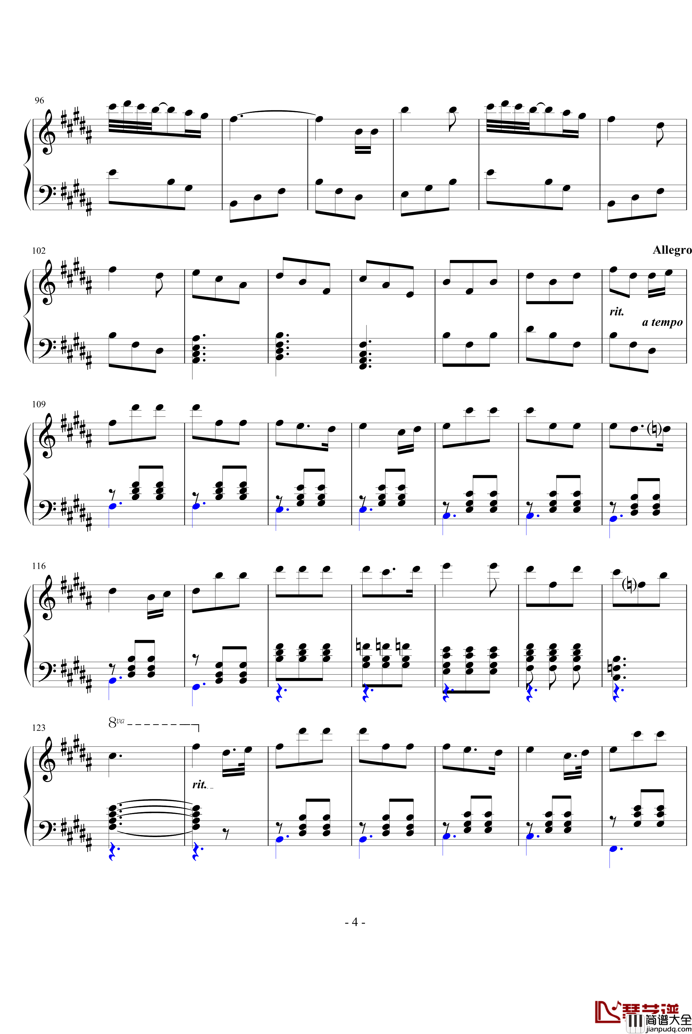 圆舞曲二钢琴谱_A大调的旋律