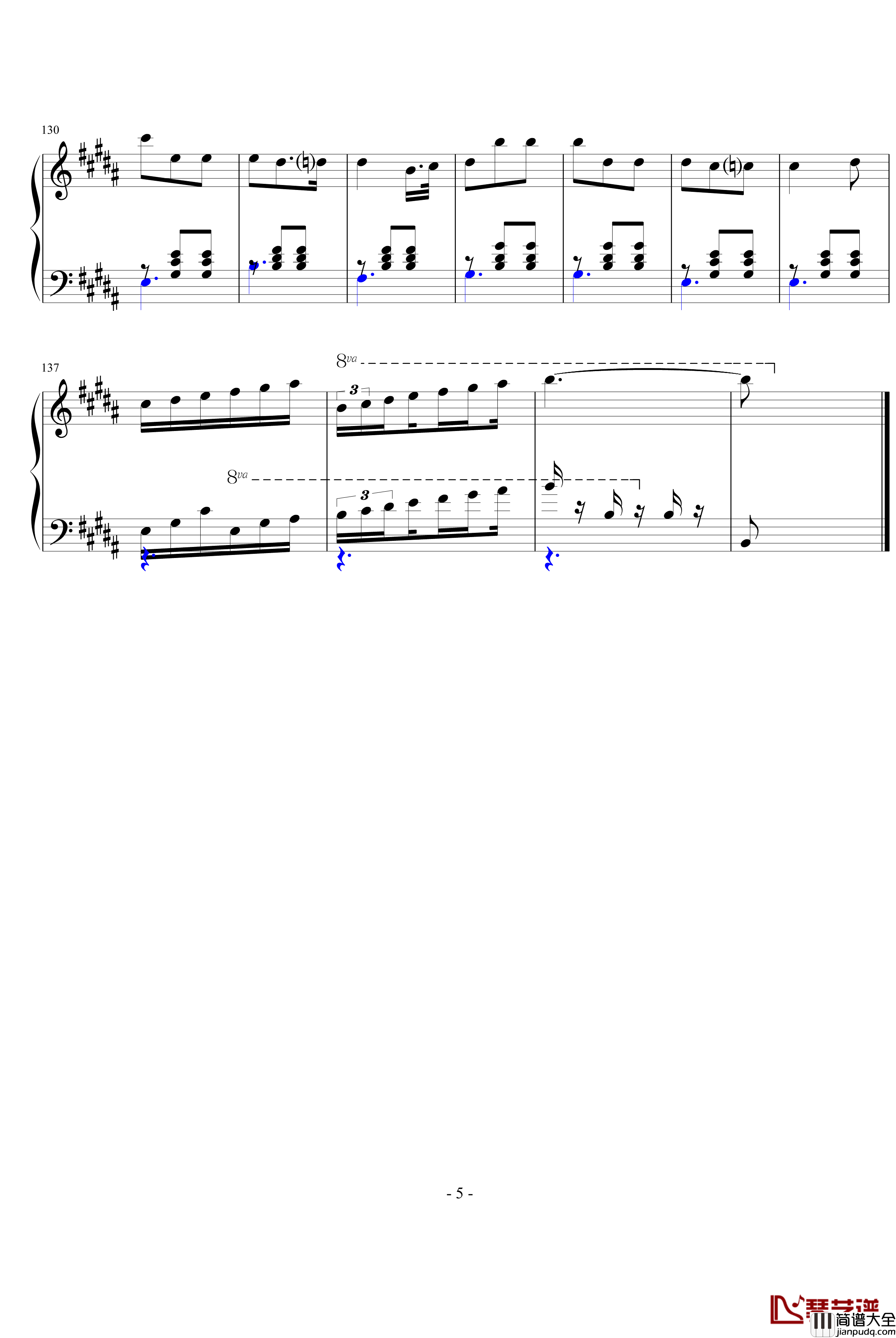 圆舞曲二钢琴谱_A大调的旋律