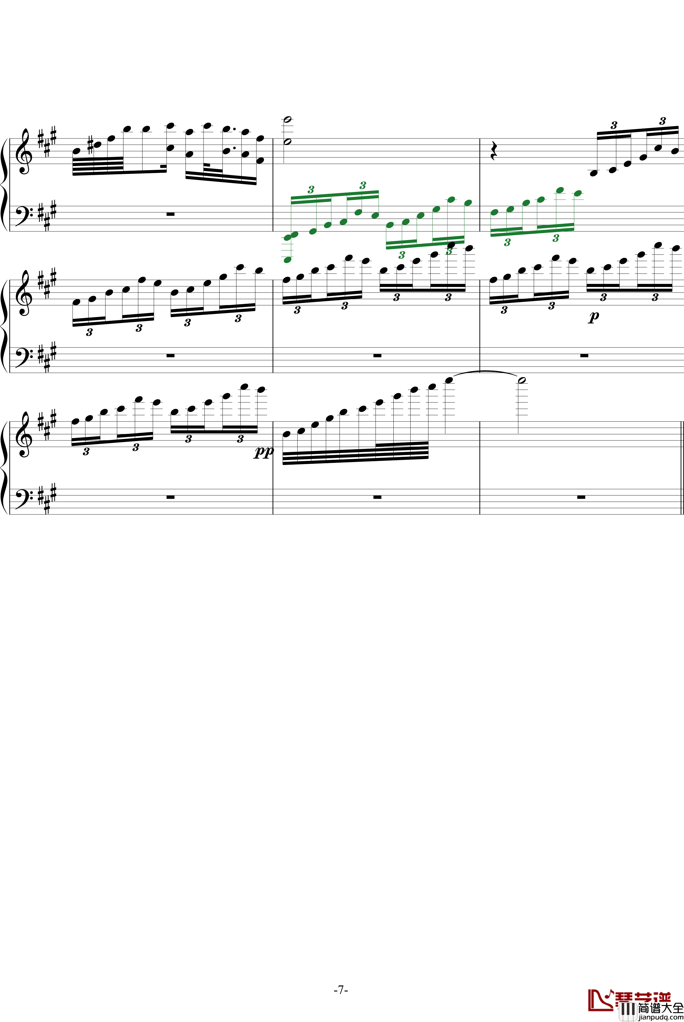 浏阳河钢琴谱_王建中改编_中国名曲