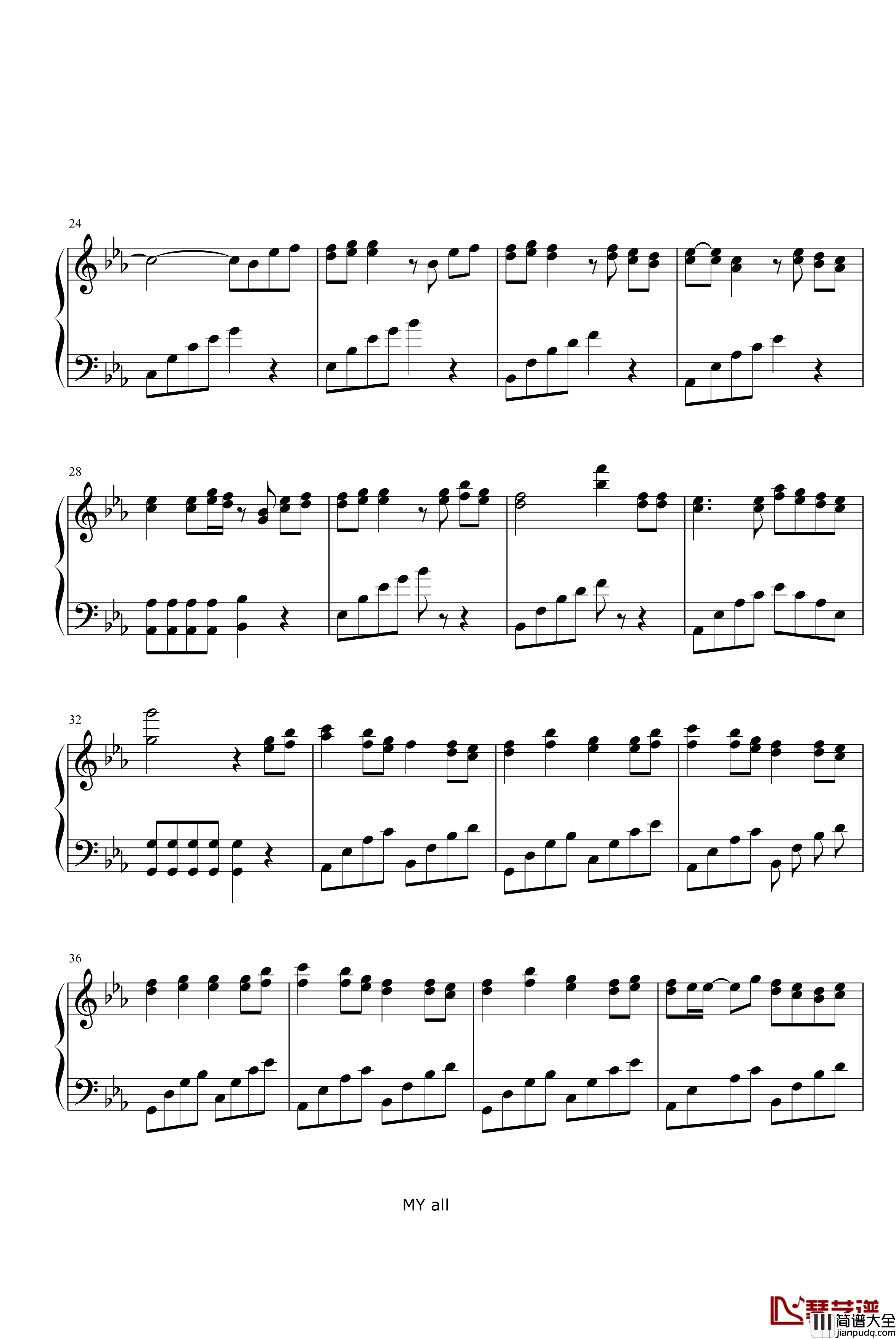 my_all钢琴谱_滨崎步