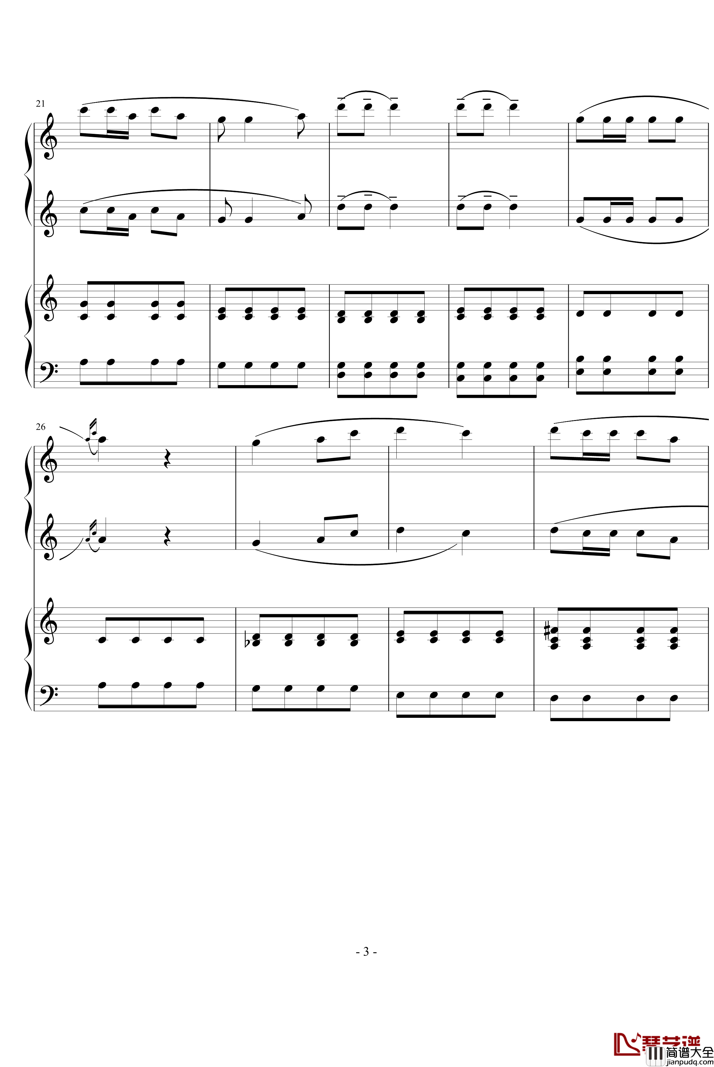 湖北民歌钢琴谱_四手_中国名曲