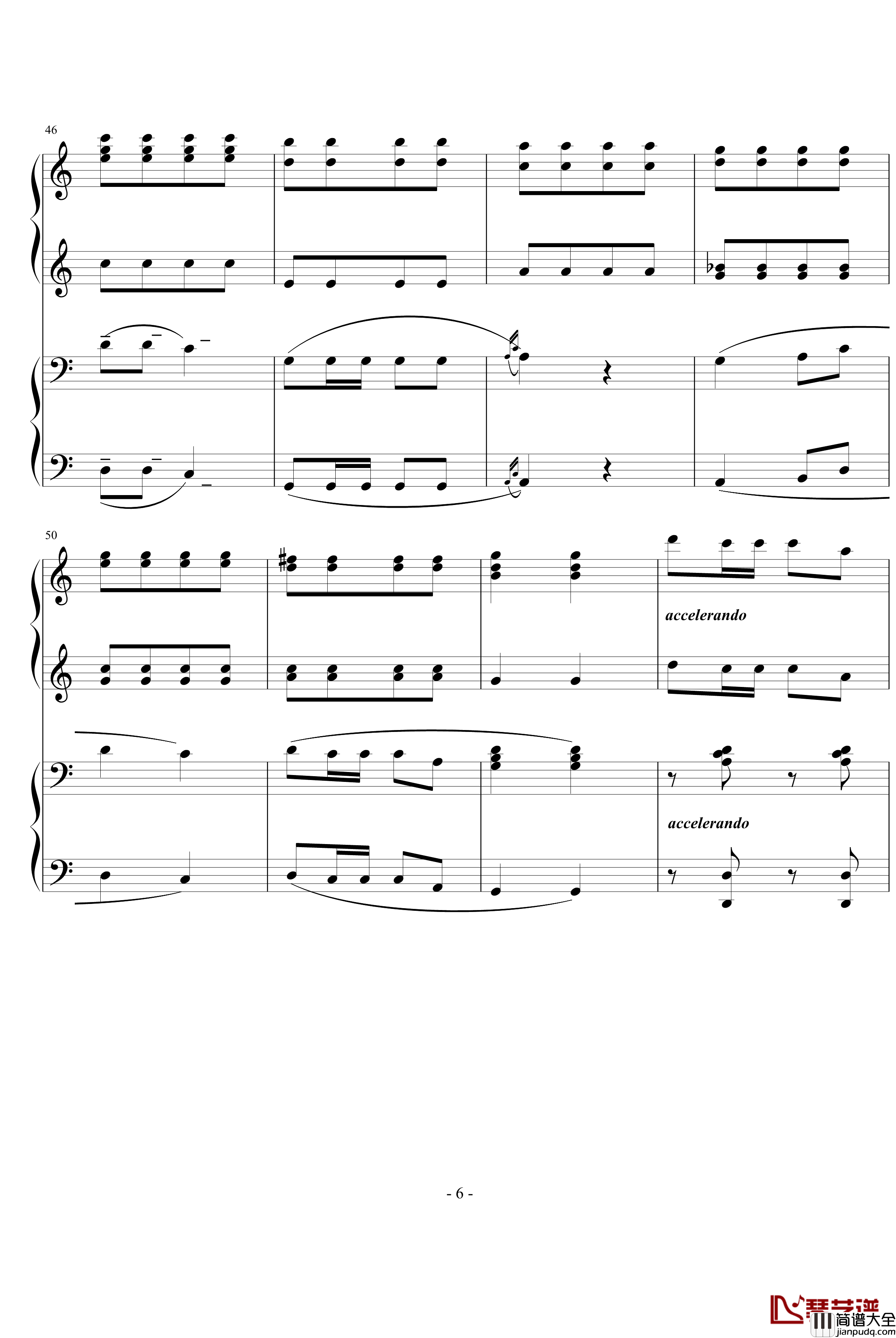 湖北民歌钢琴谱_四手_中国名曲