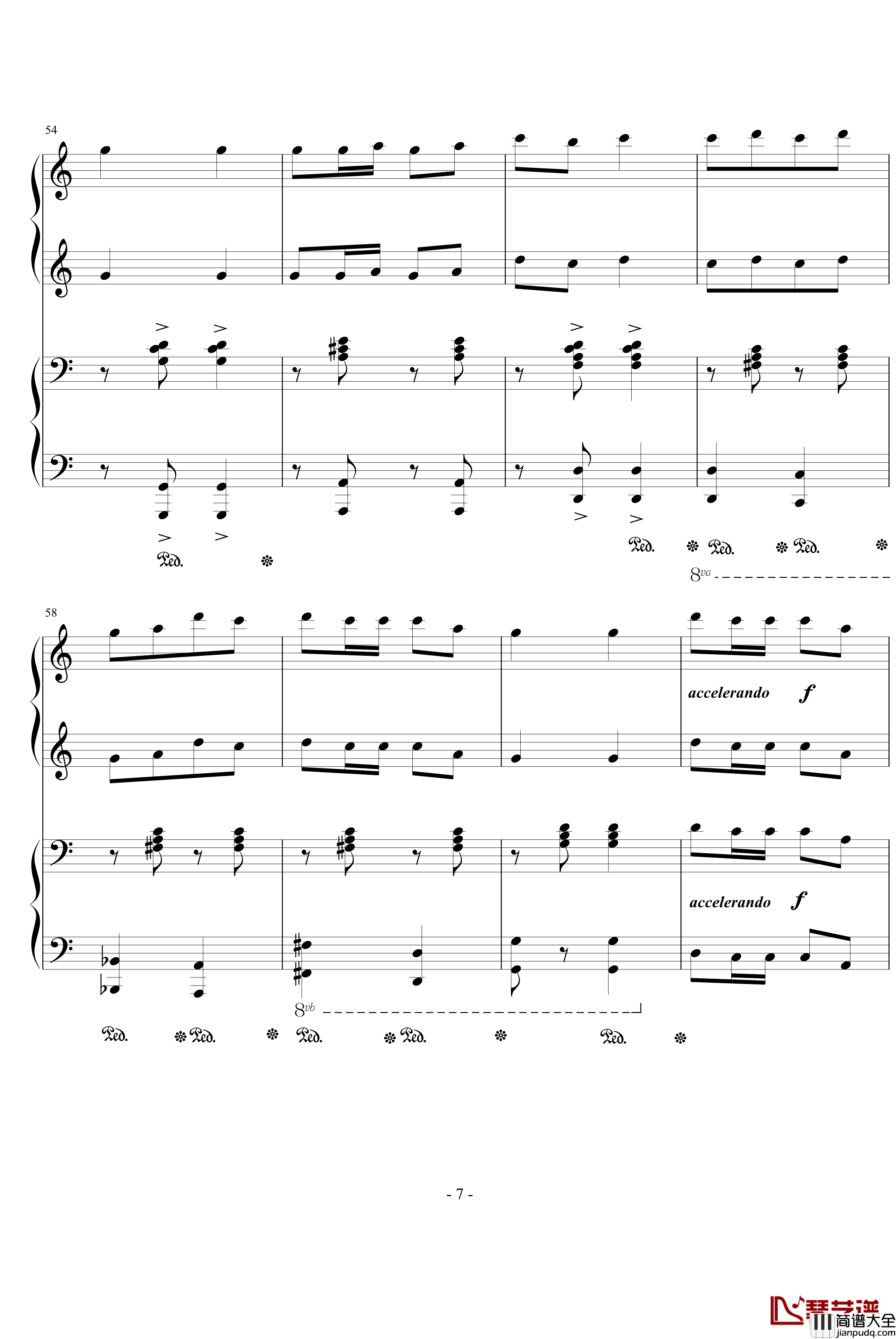 湖北民歌钢琴谱_四手_中国名曲