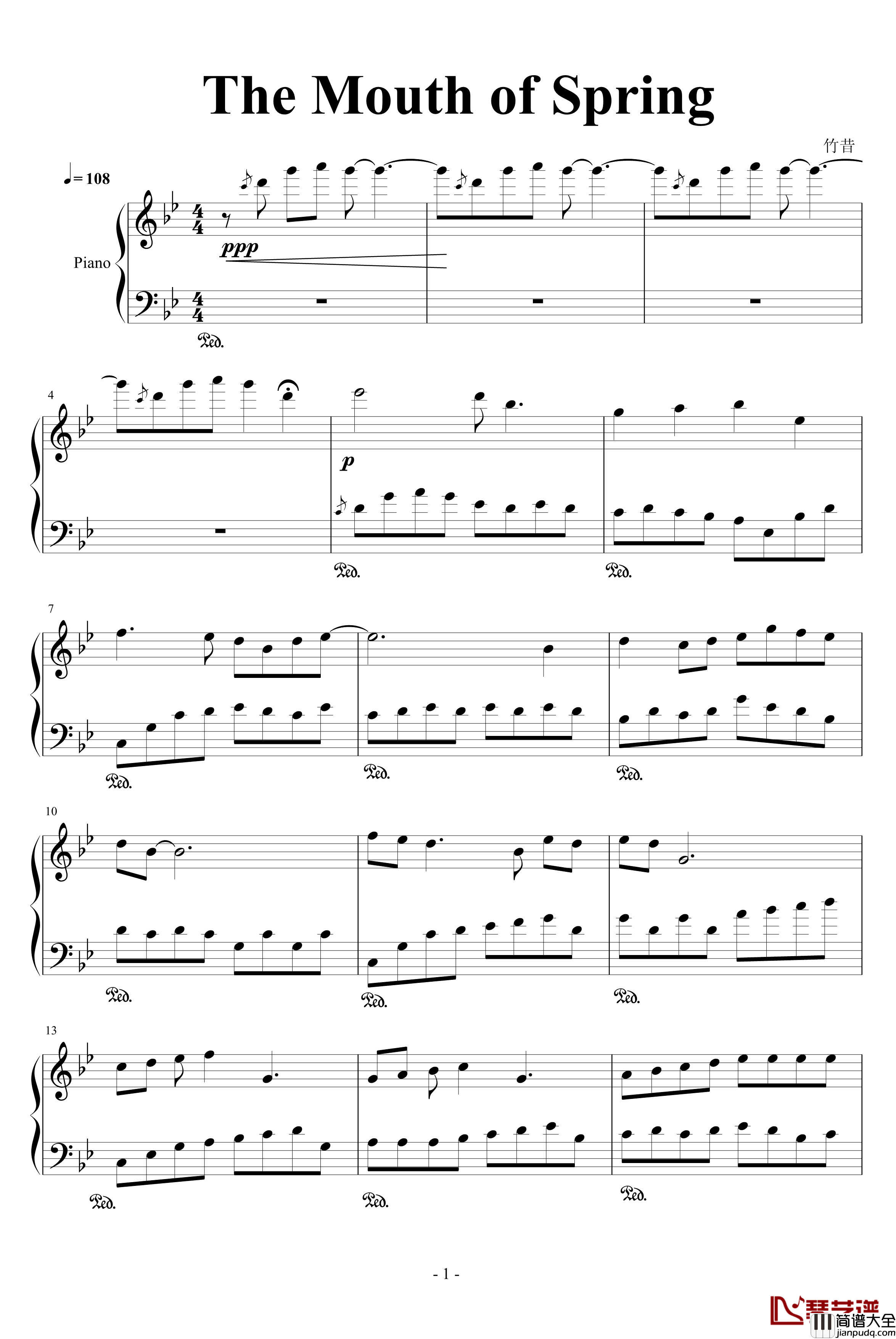 The_Mouth_of_Spring钢琴谱_竹昔