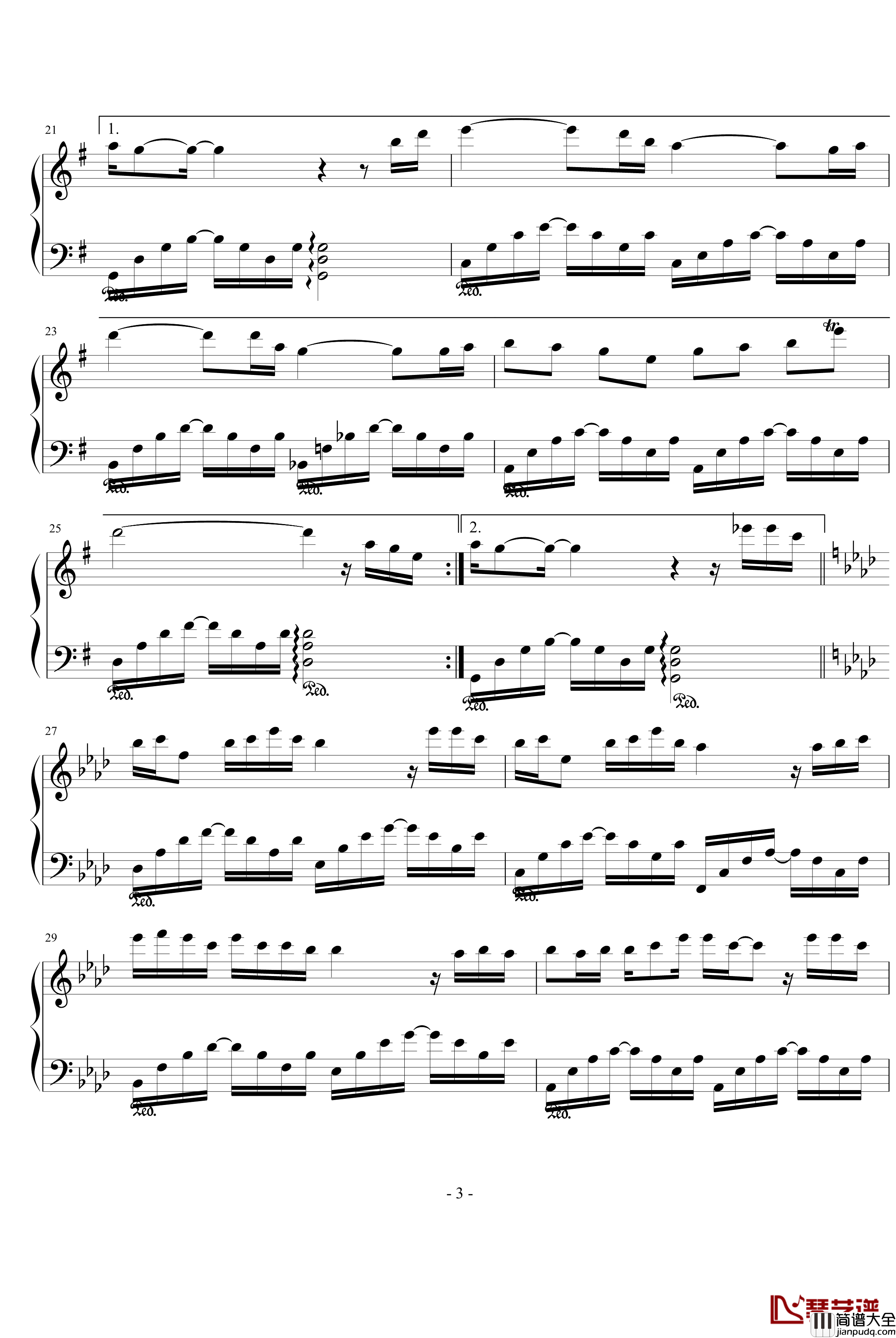 青花瓷钢琴谱_安静版_周杰伦