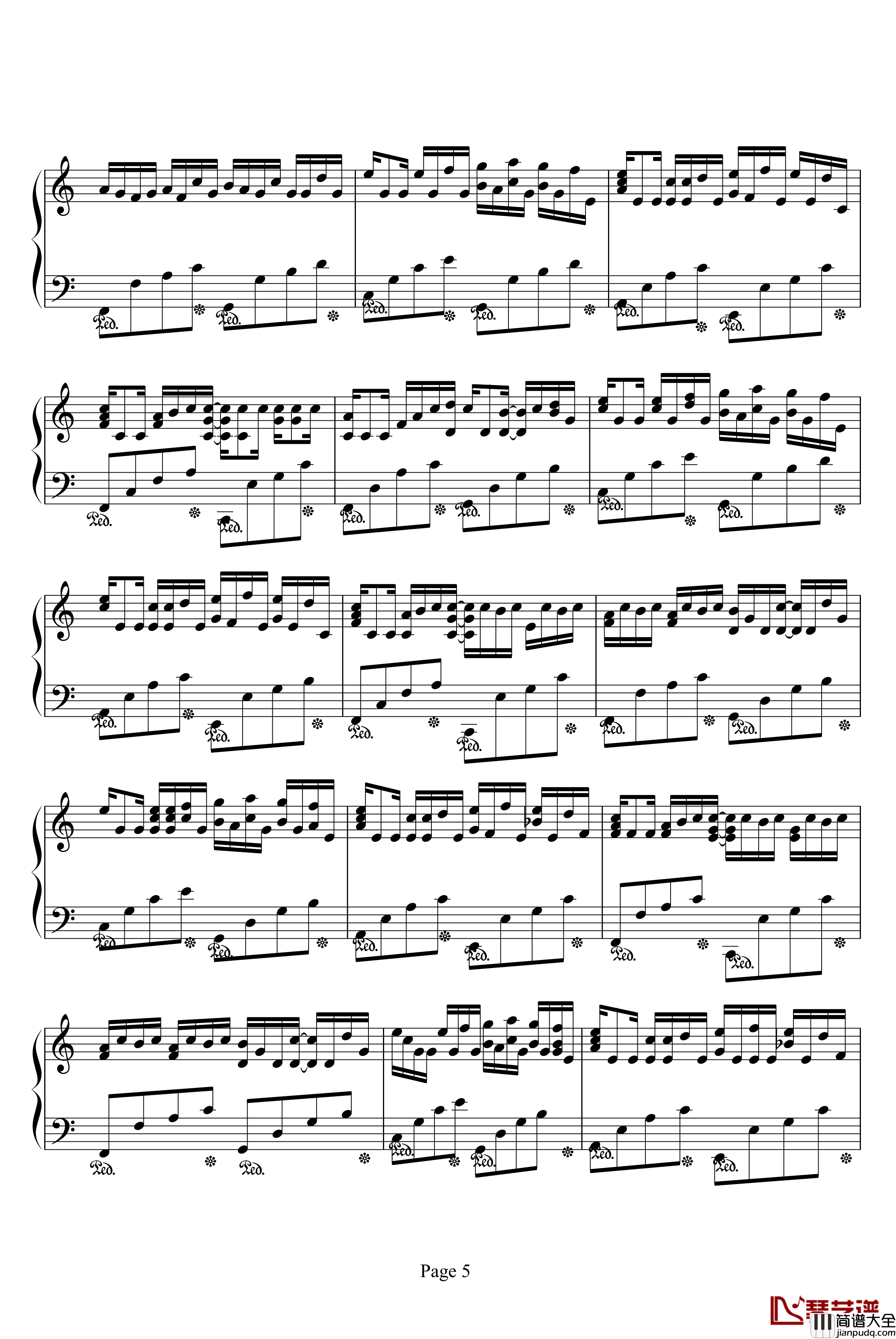 卡农钢琴谱_情感100%_帕赫贝尔_Pachelbel