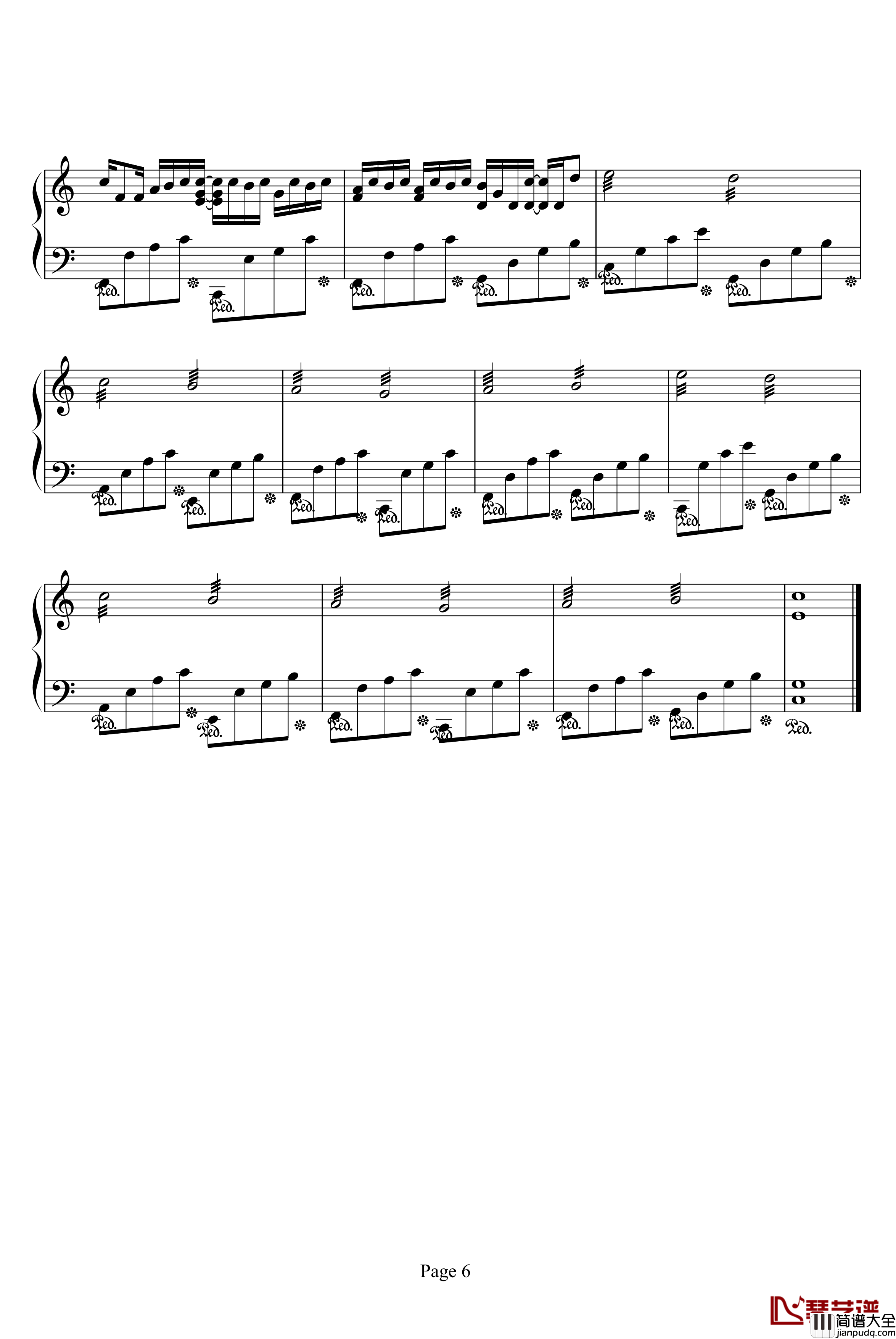 卡农钢琴谱_情感100%_帕赫贝尔_Pachelbel