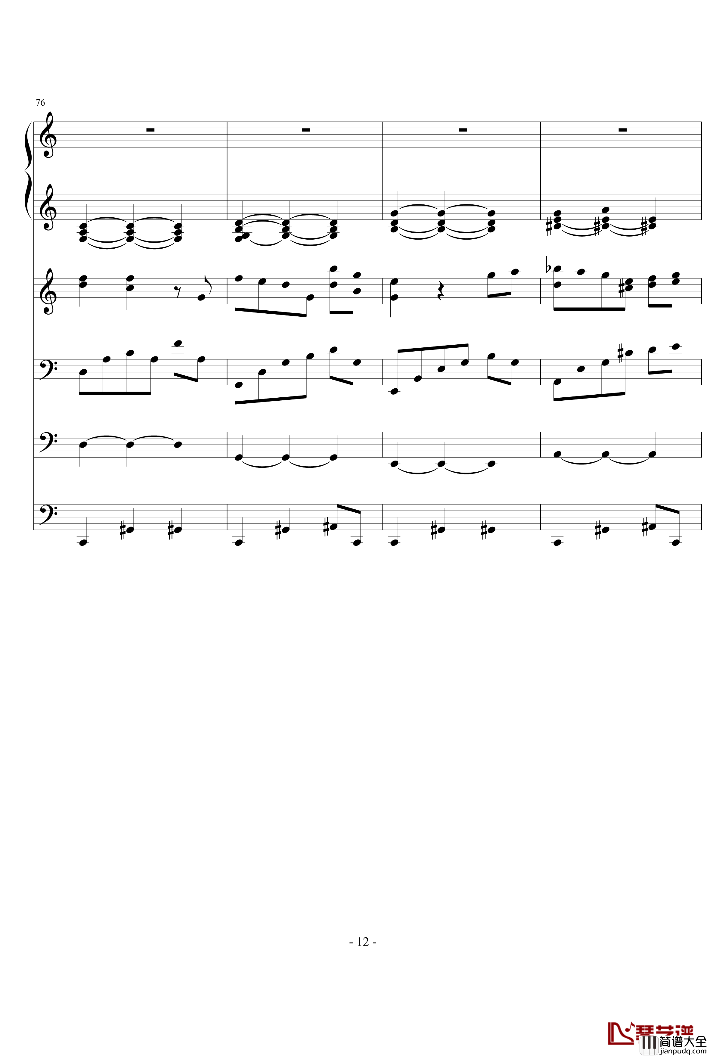 优雅钢琴谱_ellocz_夜洛第四首圆舞曲