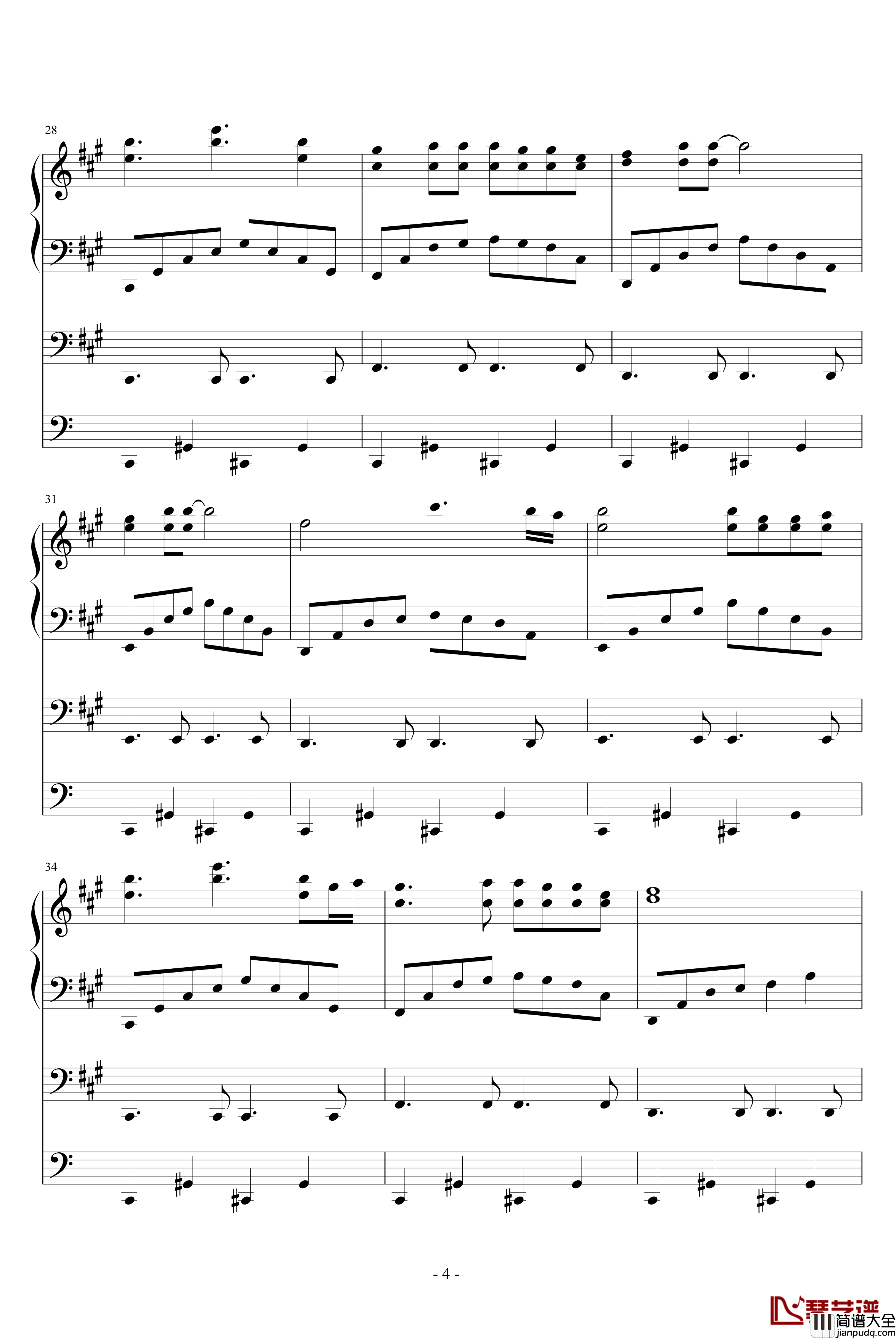 前世柔情钢琴谱_水寒残月