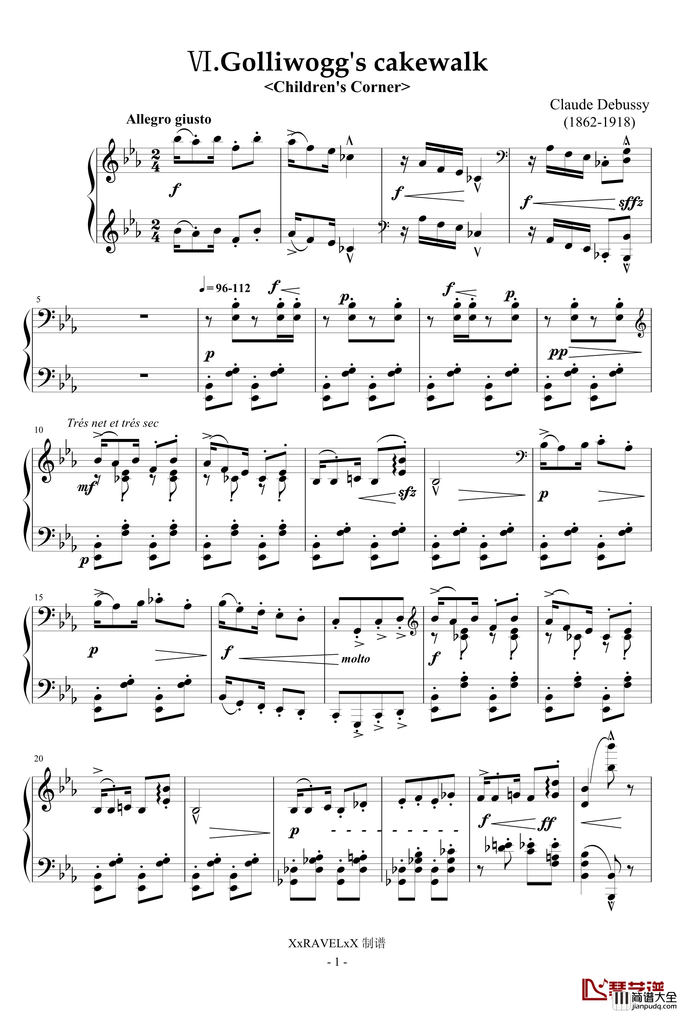 儿童乐园钢琴谱_木偶的步态舞_德彪西
