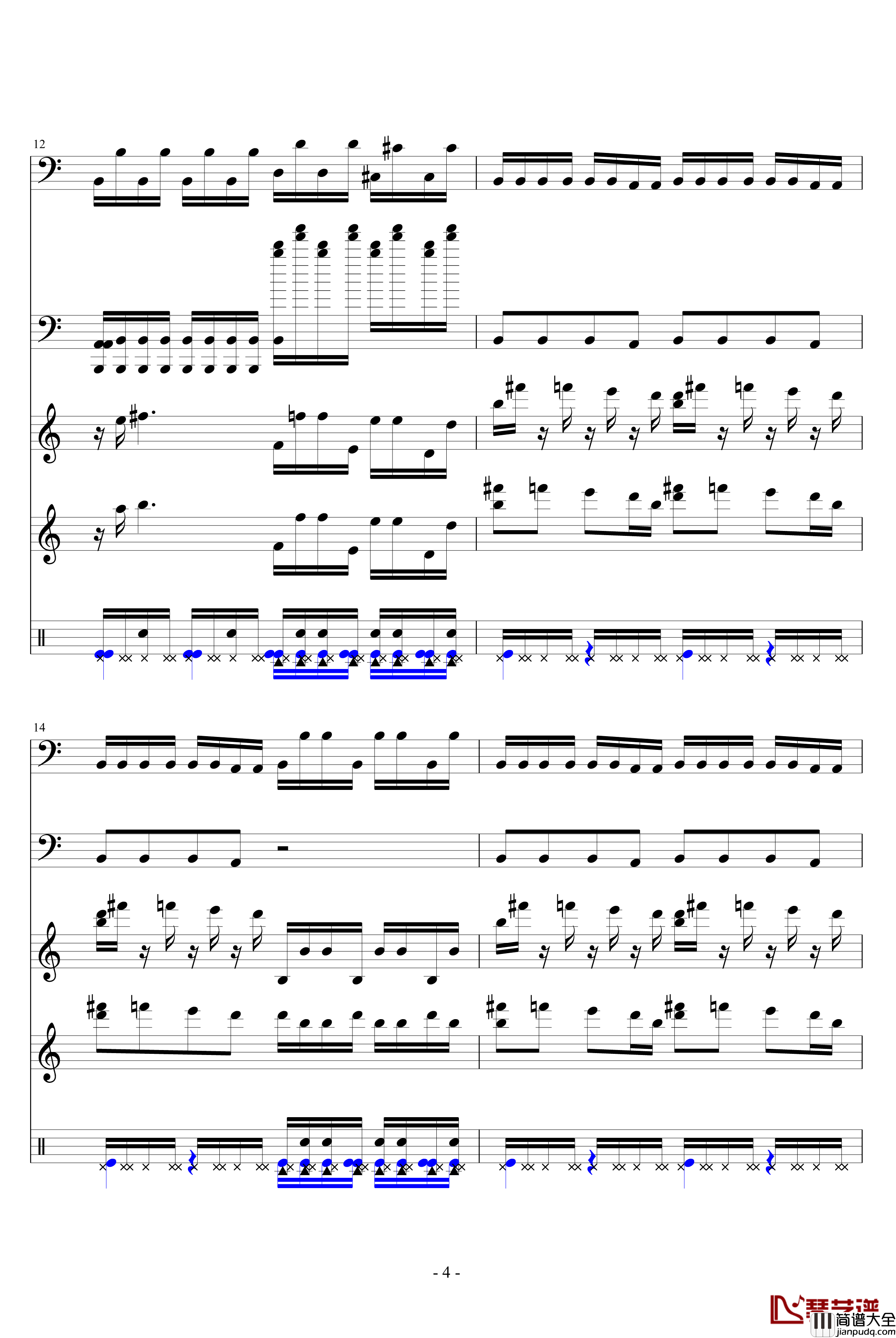 热血物语BOSS钢琴谱_总谱_游戏_FC